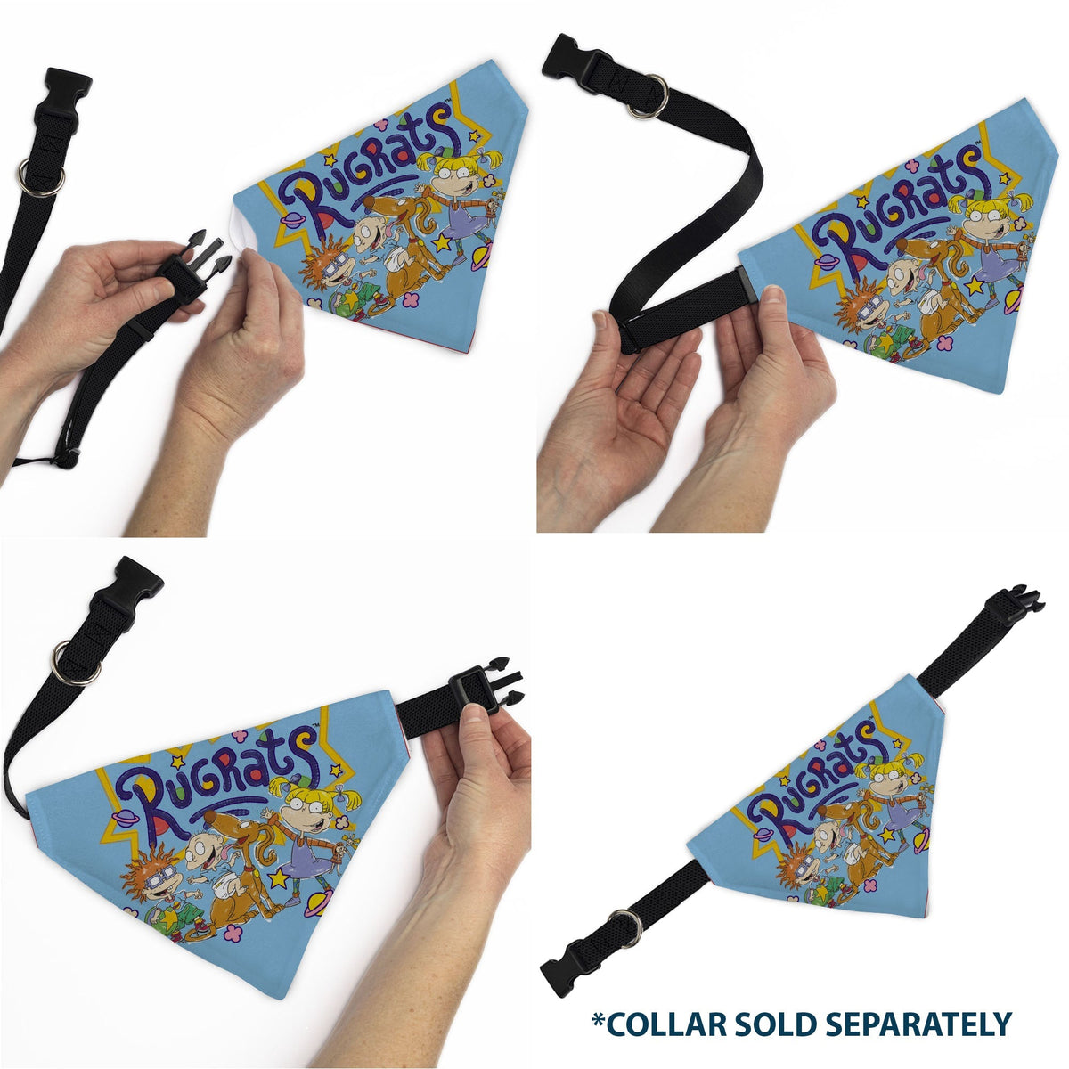 Pet Bandana - RUGRATS Four Character Group Pose and Title Logo Light Blue 