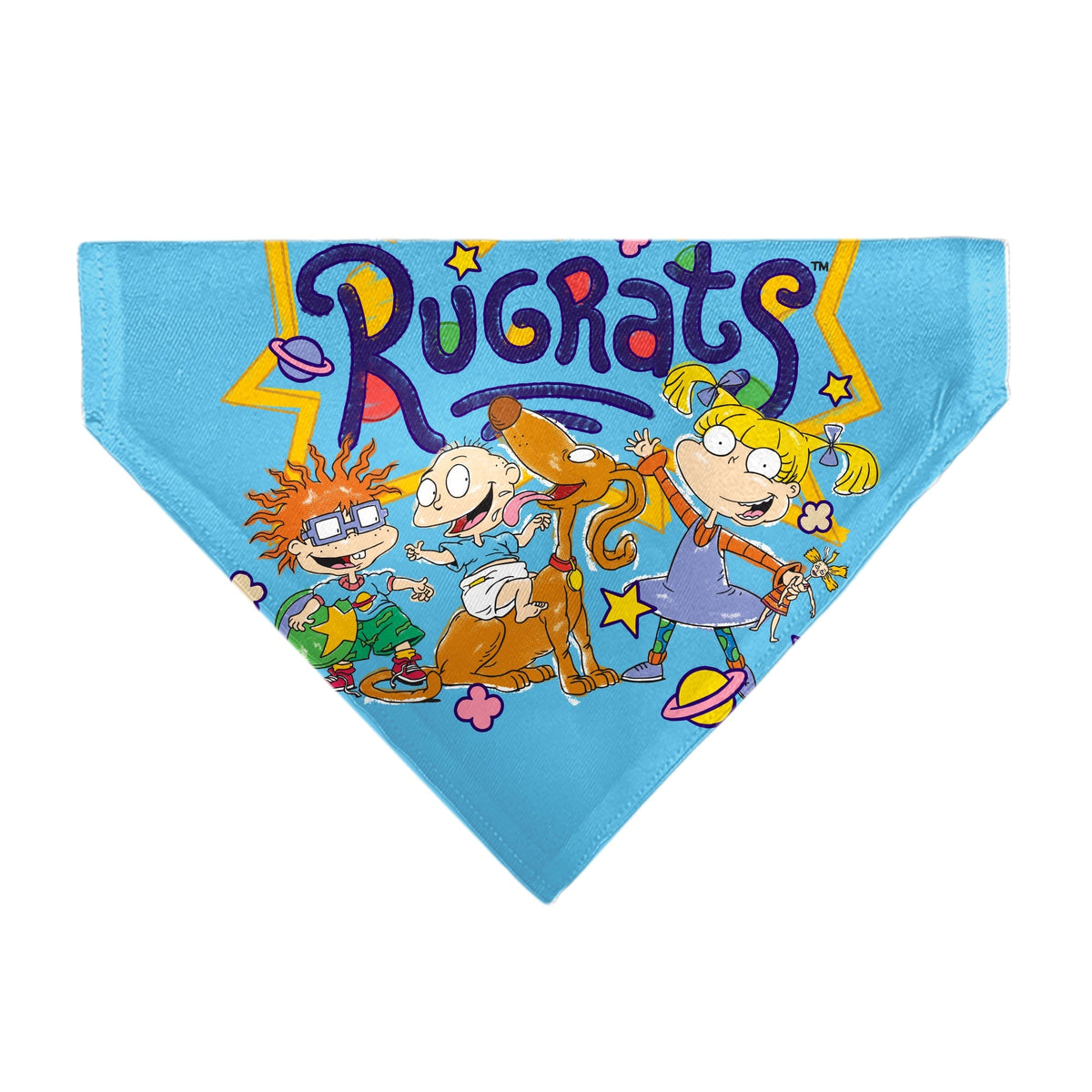 Pet Bandana - RUGRATS Four Character Group Pose and Title Logo Light Blue 