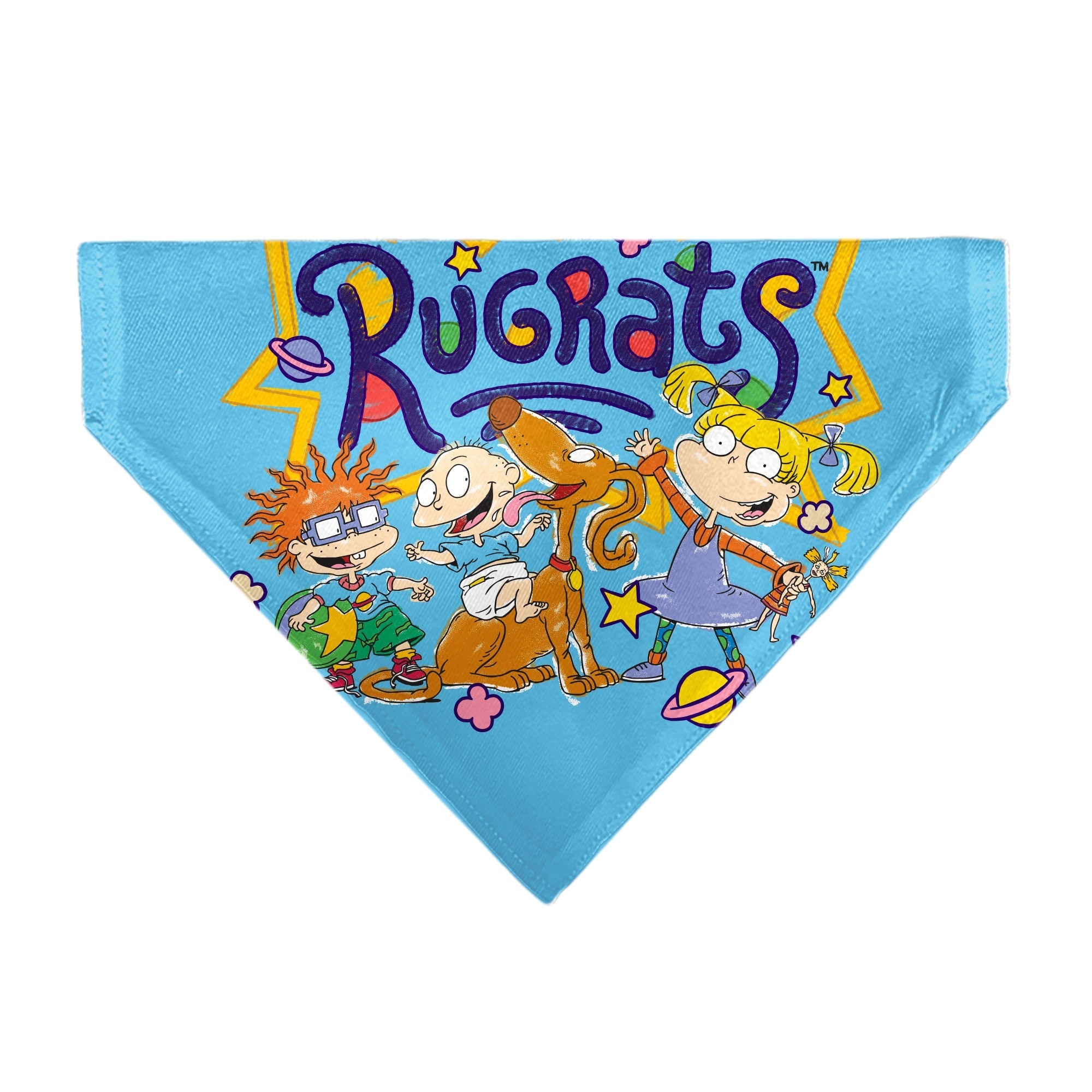 Pet Bandana - RUGRATS Four Character Group Pose and Title Logo Light Blue 