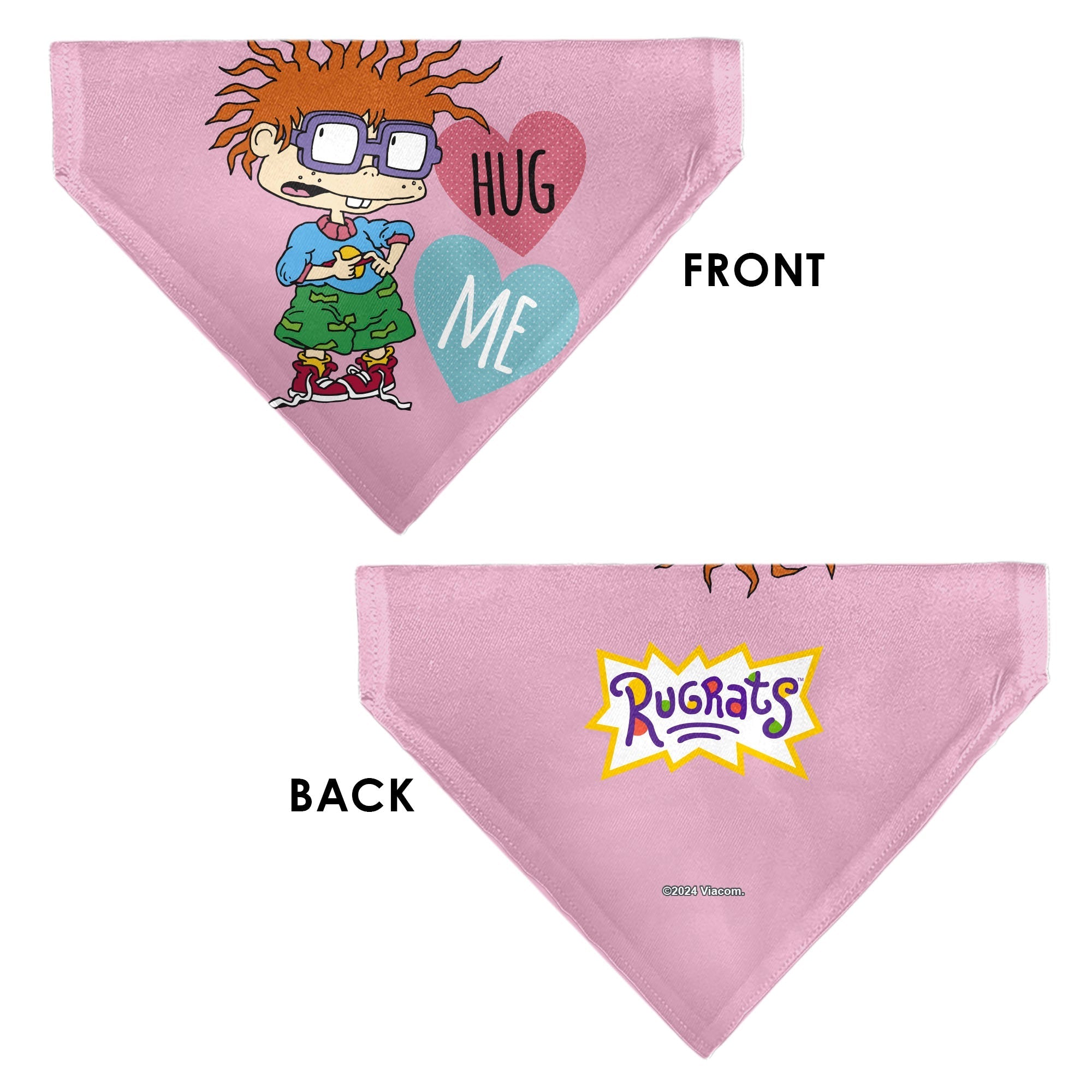 Pet Bandana - Rugrats Chuckie HUG ME Hearts Pose Pink 