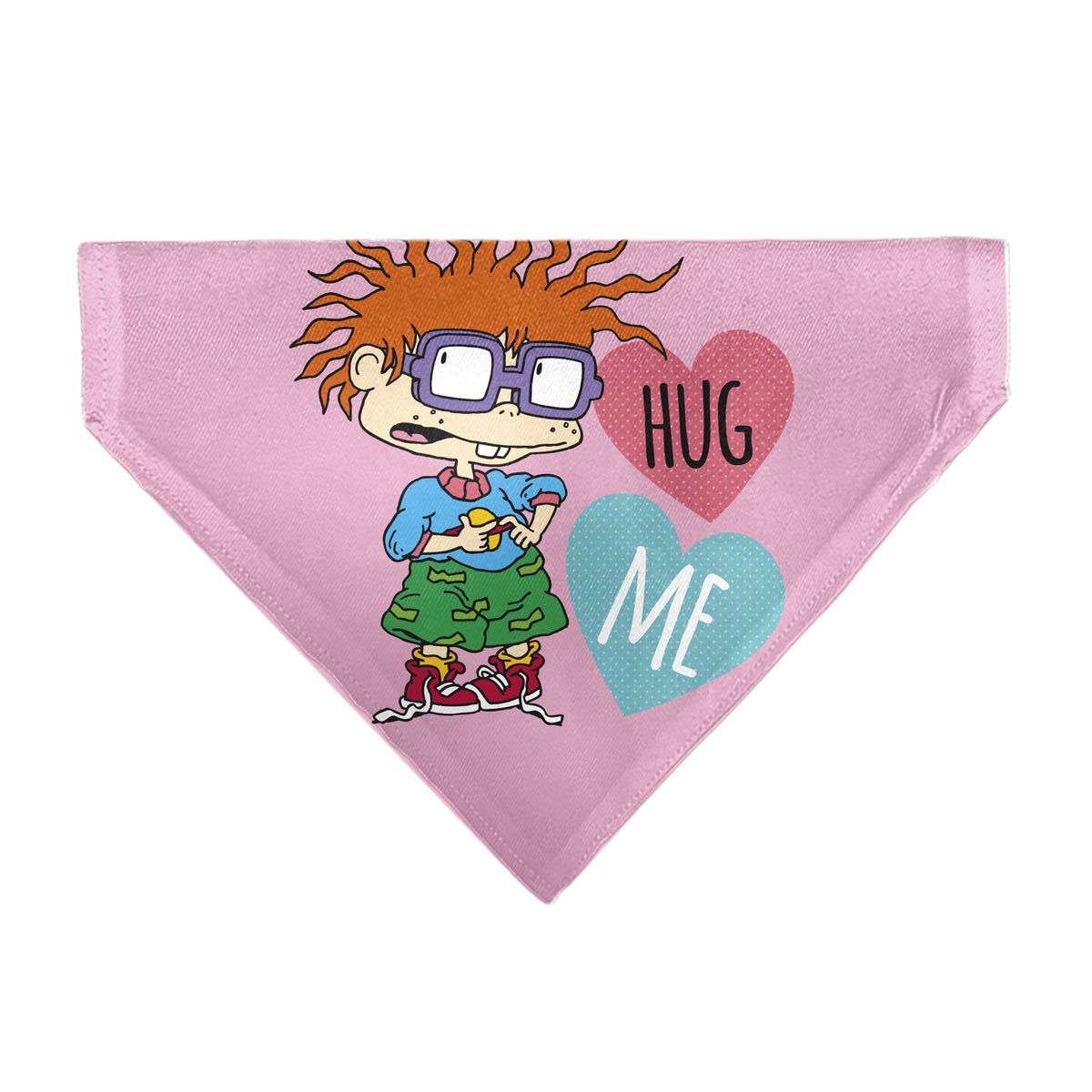 Pet Bandana - Rugrats Chuckie HUG ME Hearts Pose Pink 