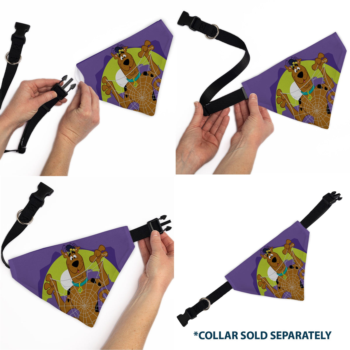 Pet Bandana - Scooby Doo Halloween Spider Web CREEPY CRAWLIES Pose Purples | HT Animal Supply