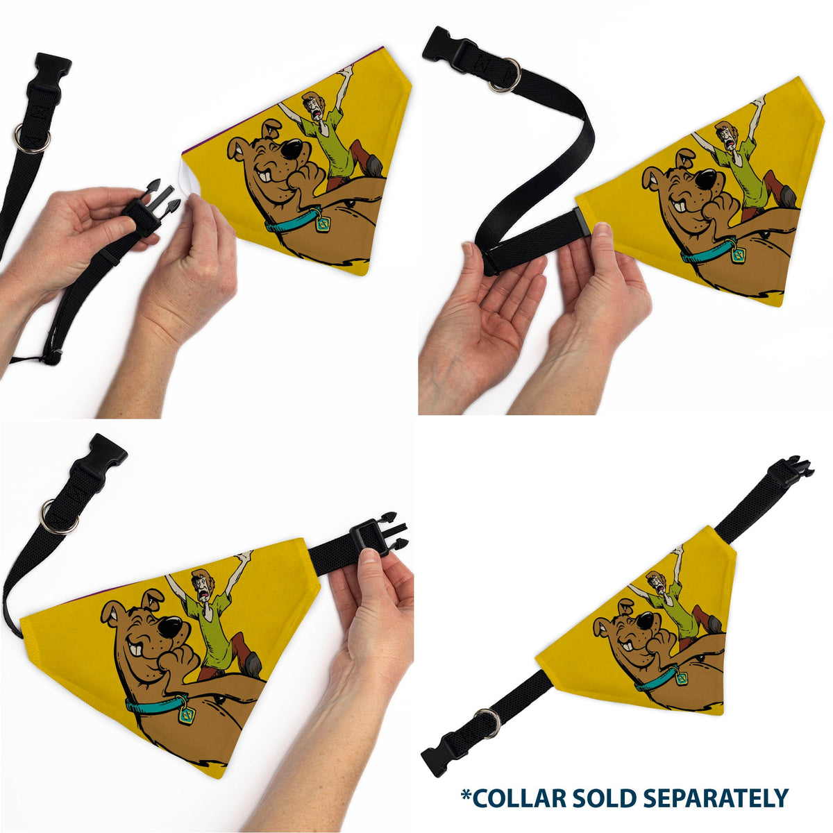 Pet Bandana - Scooby-Doo Laughing and Shaggy Screaming Pose Yellow | HT Animal Supply