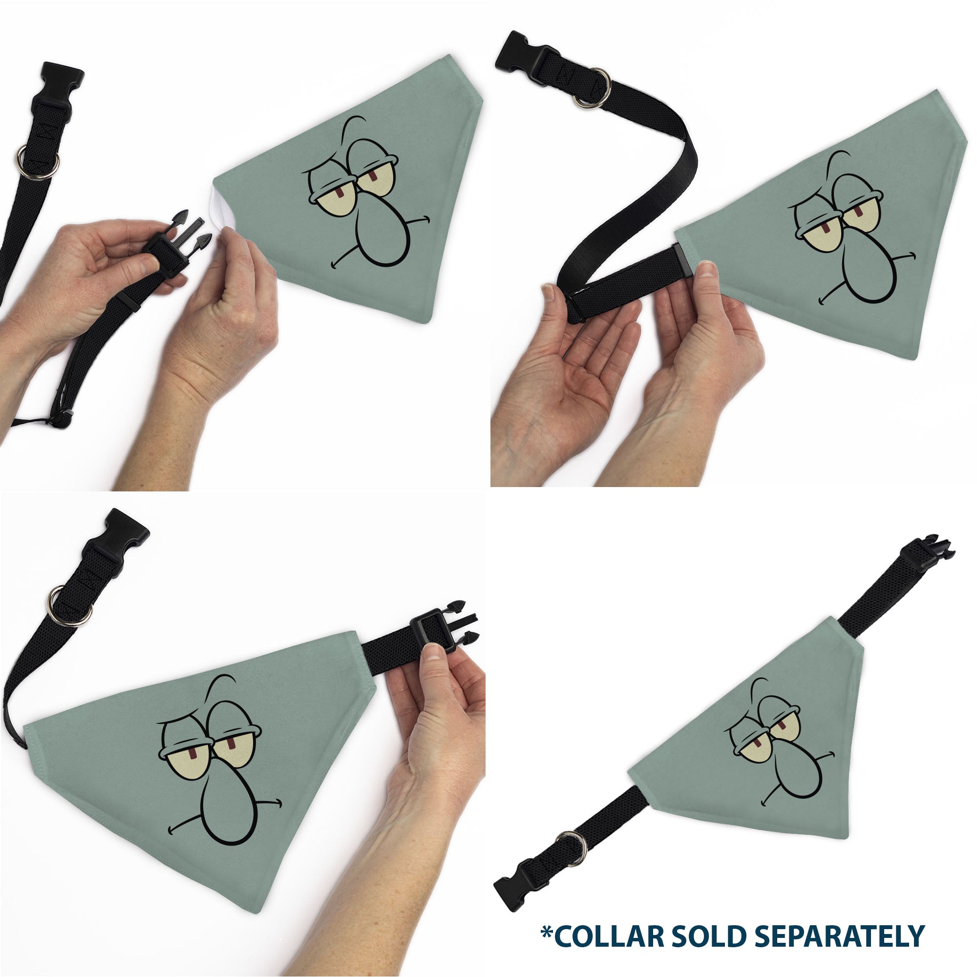 Buckle-Down SpongeBob SquarePants Squidward Character Close-Up Blue Over-the-Collar Dog Bandana