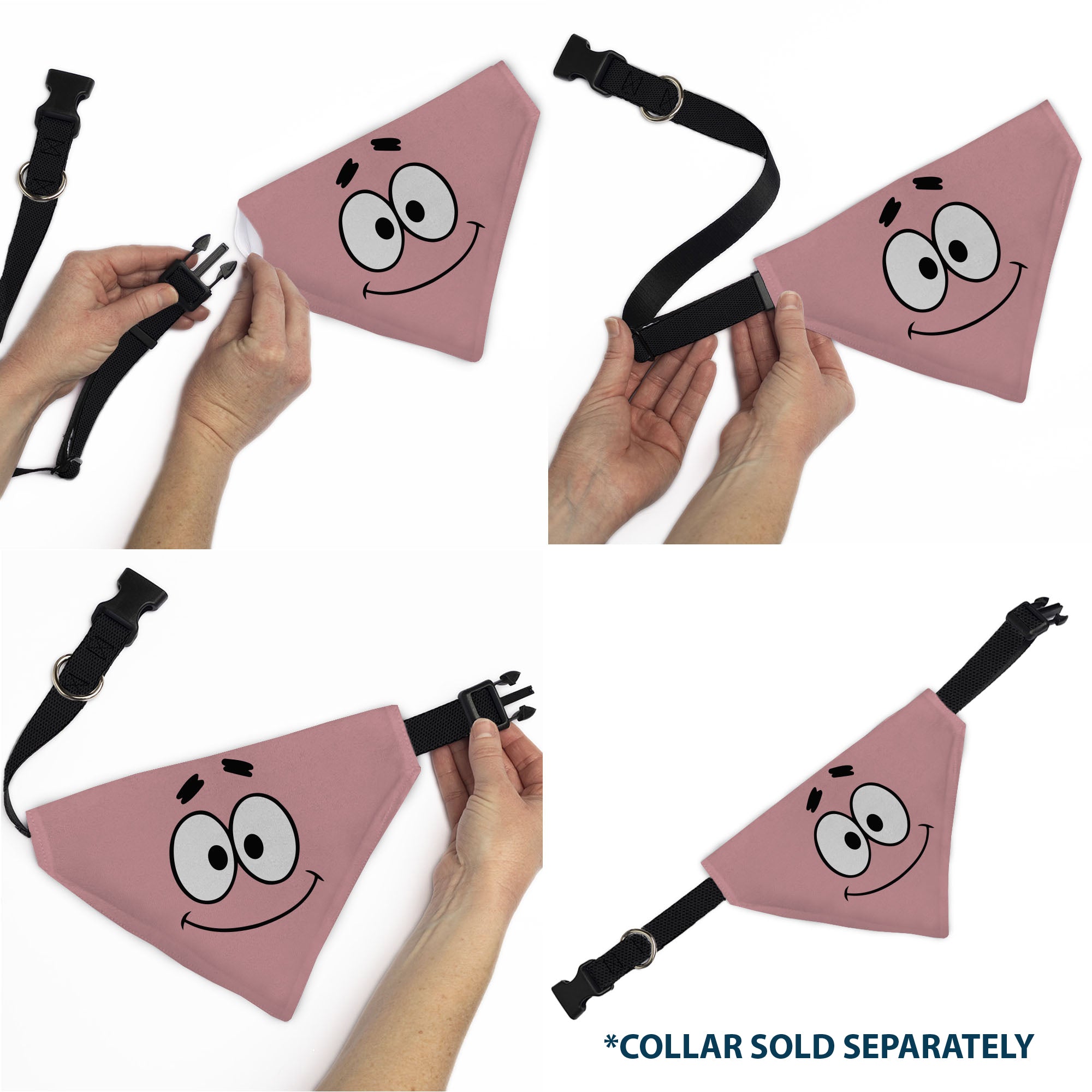 Buckle-Down SpongeBob SquarePants Patrick Star Character Close-Up Pink Over-the-Collar Dog Bandana