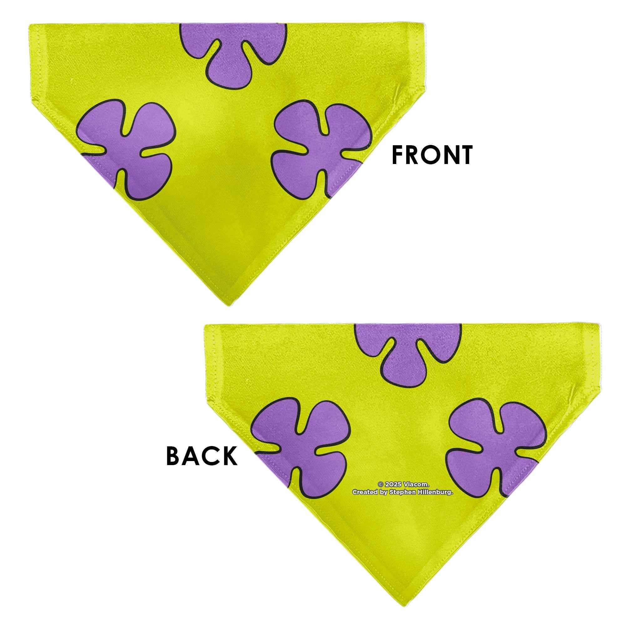 Buckle-Down Patrick Star Shorts Flower Icon Green/Lavender Over-the-Collar Dog Bandana
