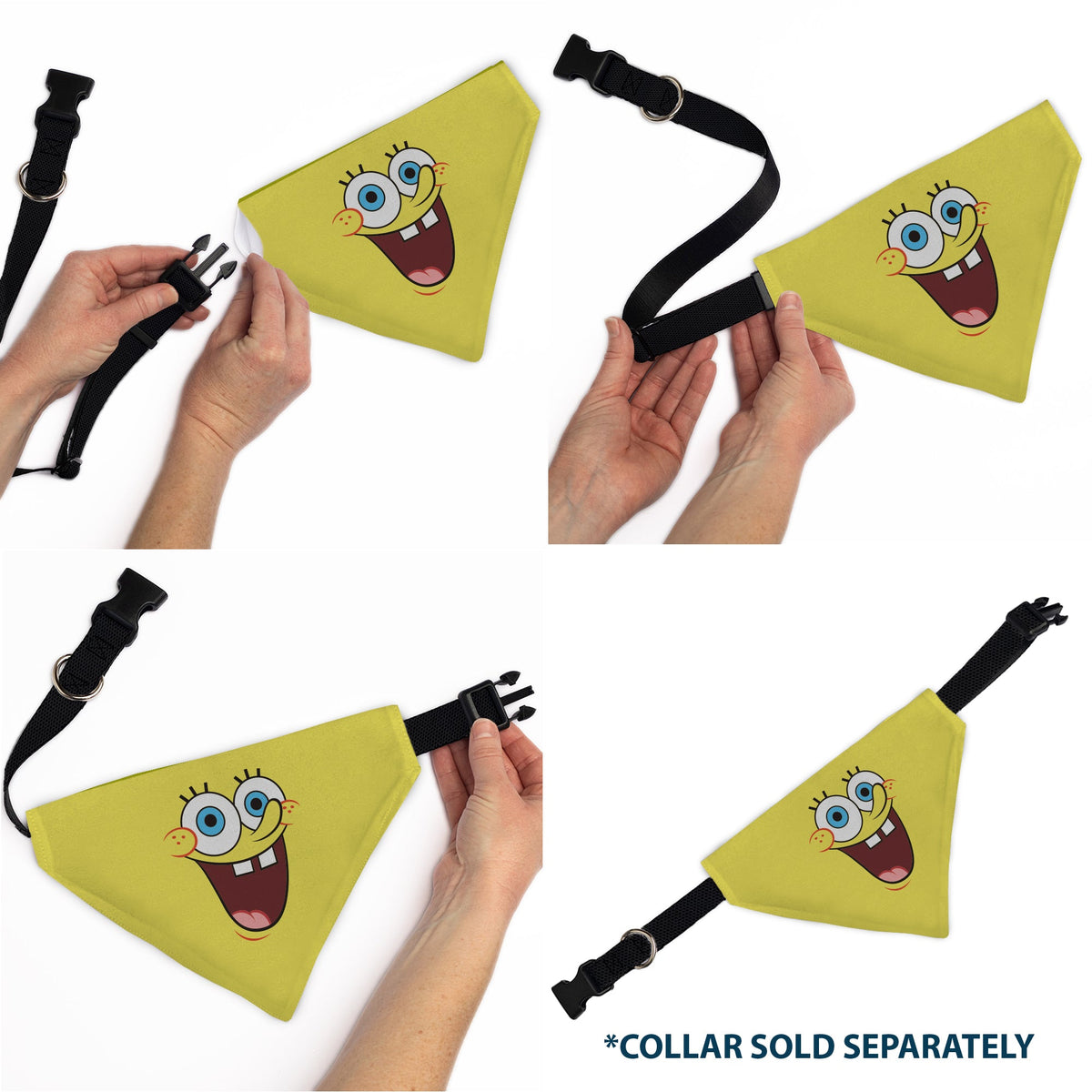 Pet Bandana - SpongeBob SquarePants Excited Smile Expression Yellow | HT Animal Supply