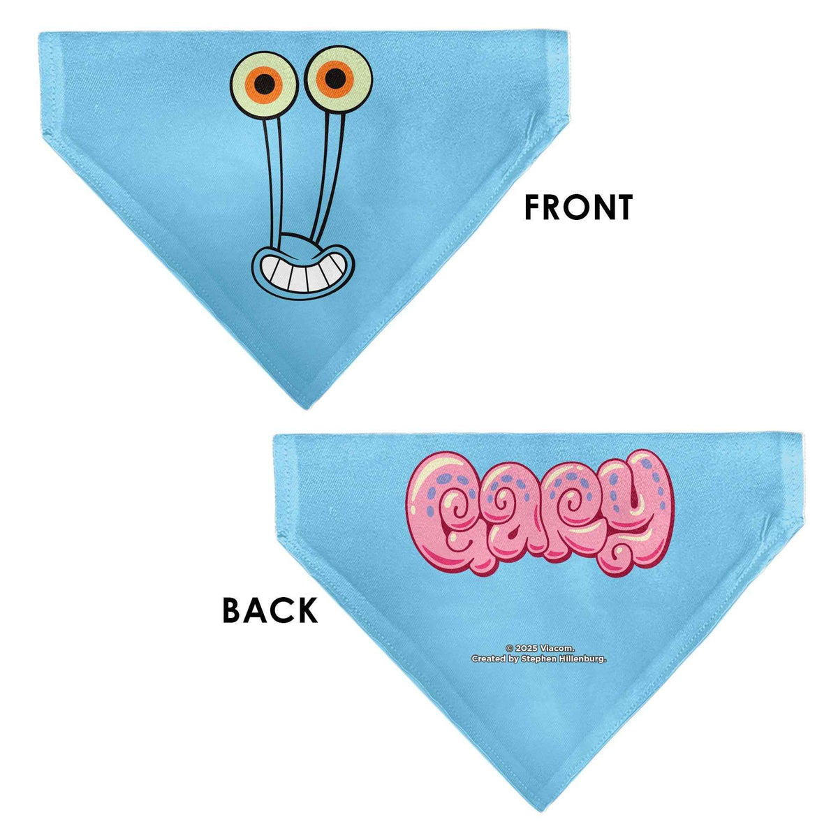 Pet Bandana - GARY the Snail Smiling Face Close-Up and Text Blue/Pinks