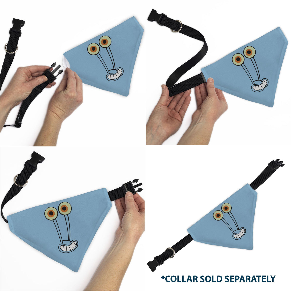 Pet Bandana - GARY the Snail Smiling Face Close-Up and Text Blue/Pinks | HT Animal Supply