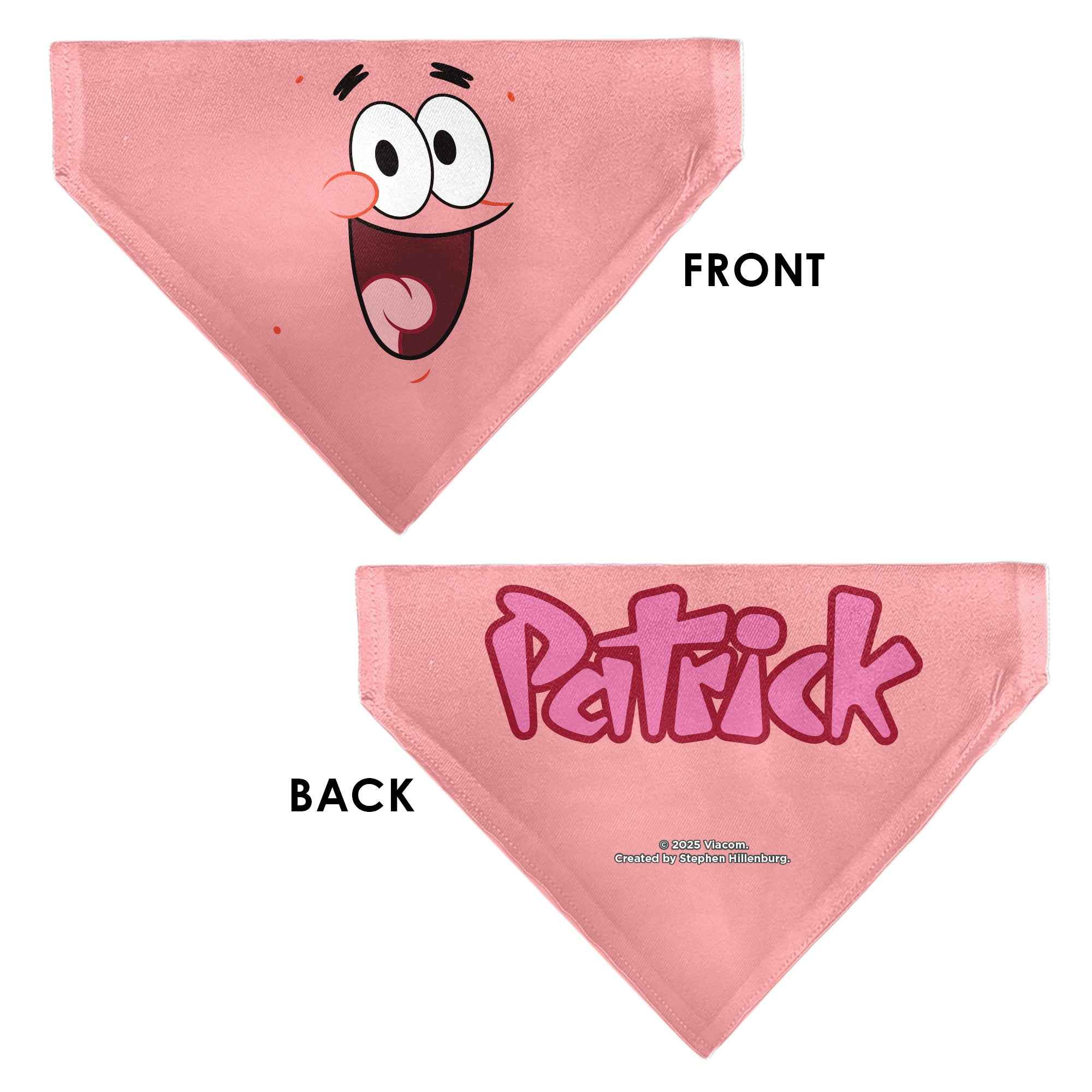 Buckle-Down Patrick Star Smiling Face Close-Up and Text Pinks/Reds Over-the-Collar Dog Bandana