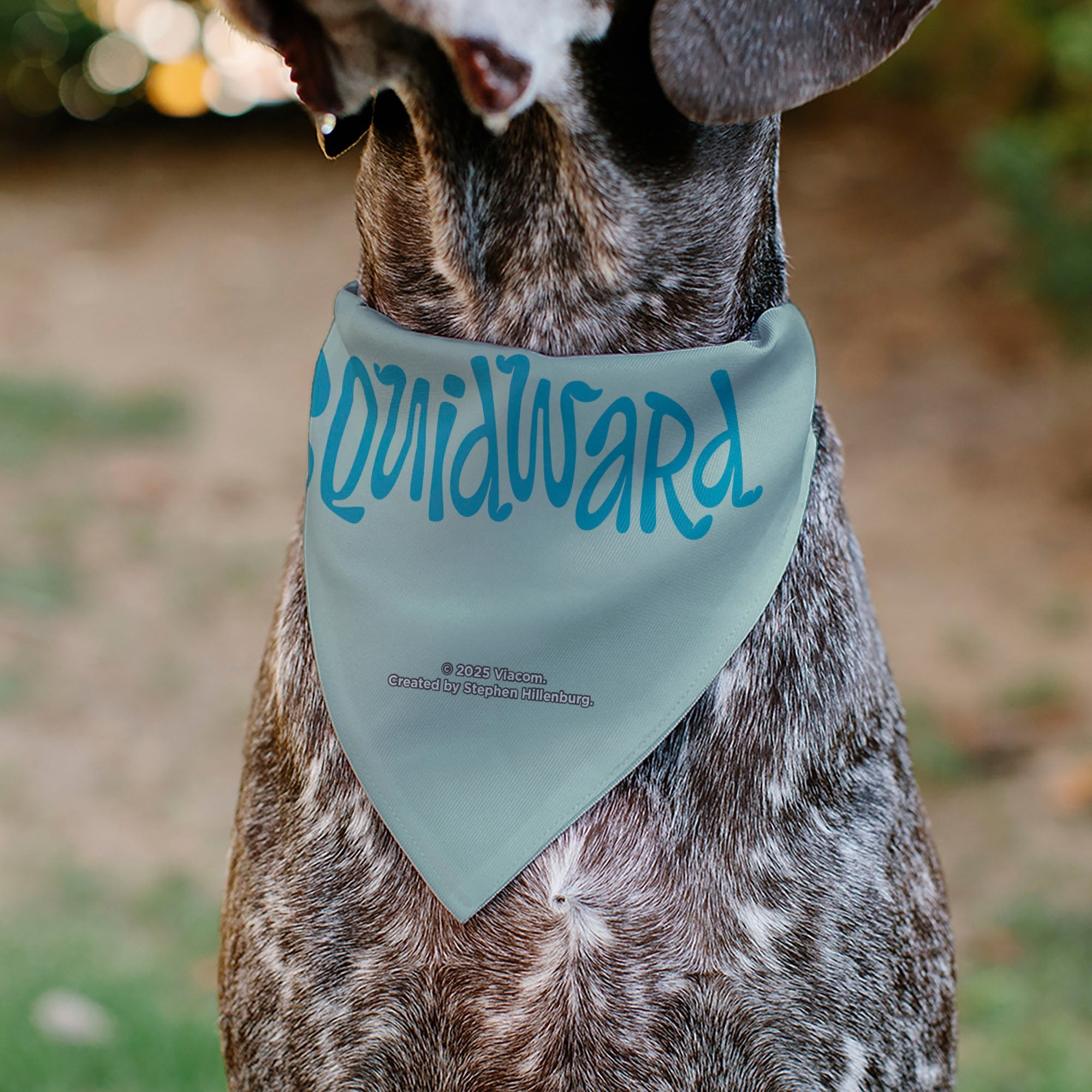 Pet Bandana - SQUIDWARD Frowning Face Close-Up and Text Blues