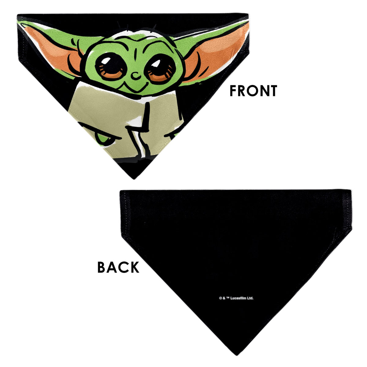 Pet Bandana - Star Wars Grogu Baby Yoda Smiling Impression Painting Black 