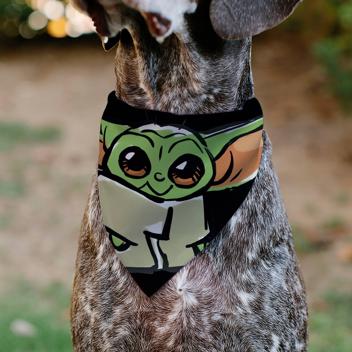 Pet Bandana - Star Wars Grogu Baby Yoda Smiling Impression Painting Black 