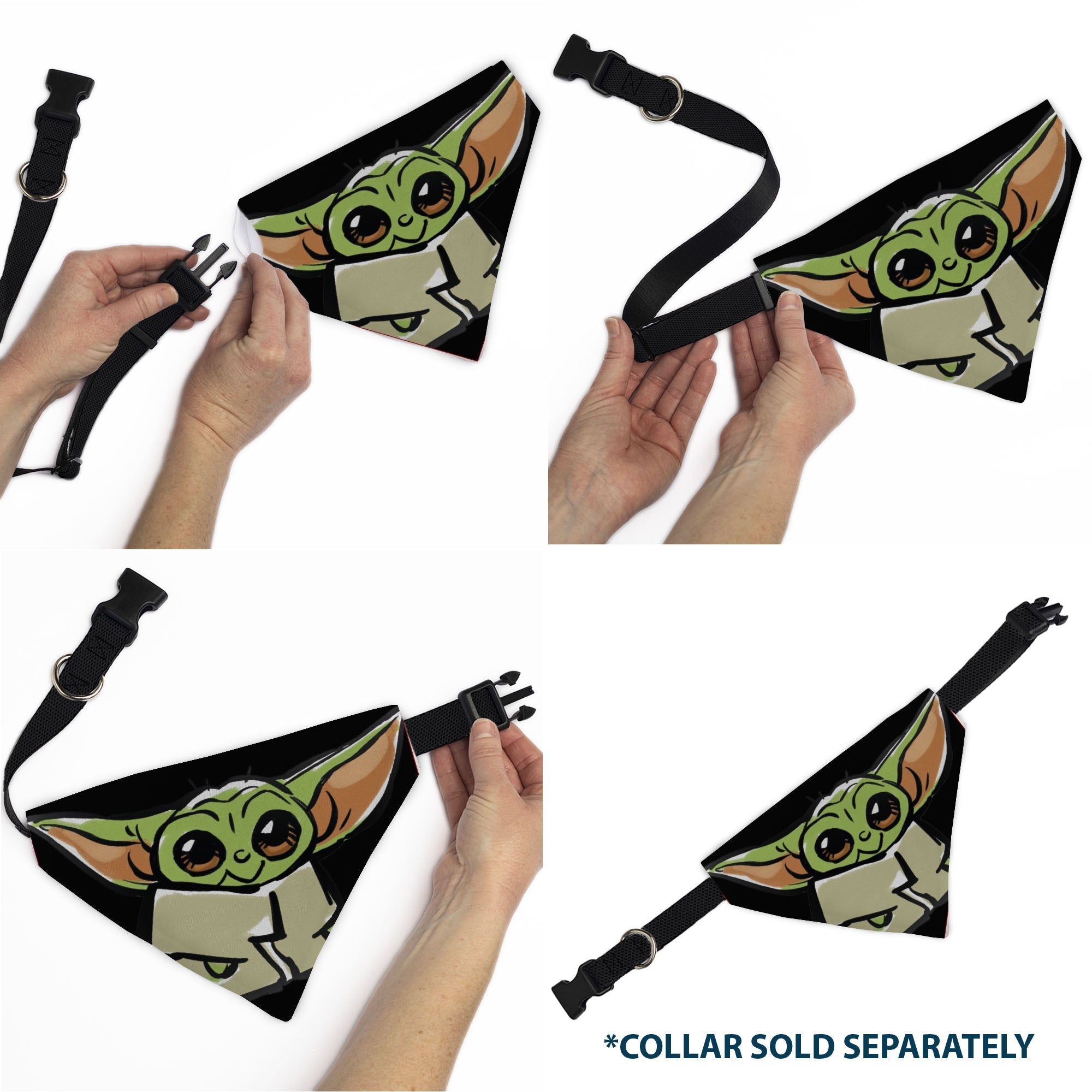 Pet Bandana - Star Wars Grogu Baby Yoda Smiling Impression Painting Black 
