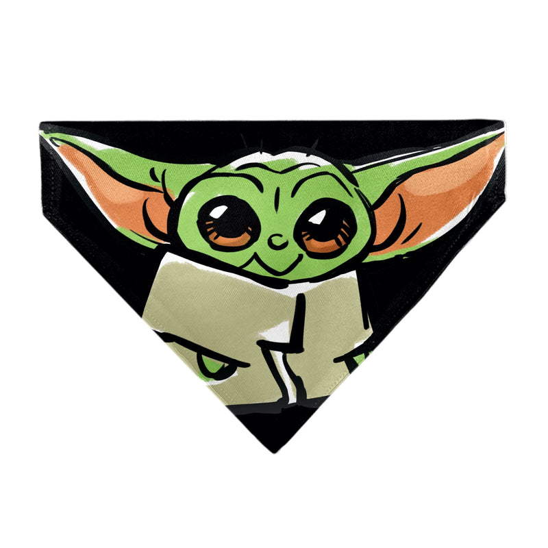 Pet Bandana - Star Wars Grogu Baby Yoda Smiling Impression Painting Black 