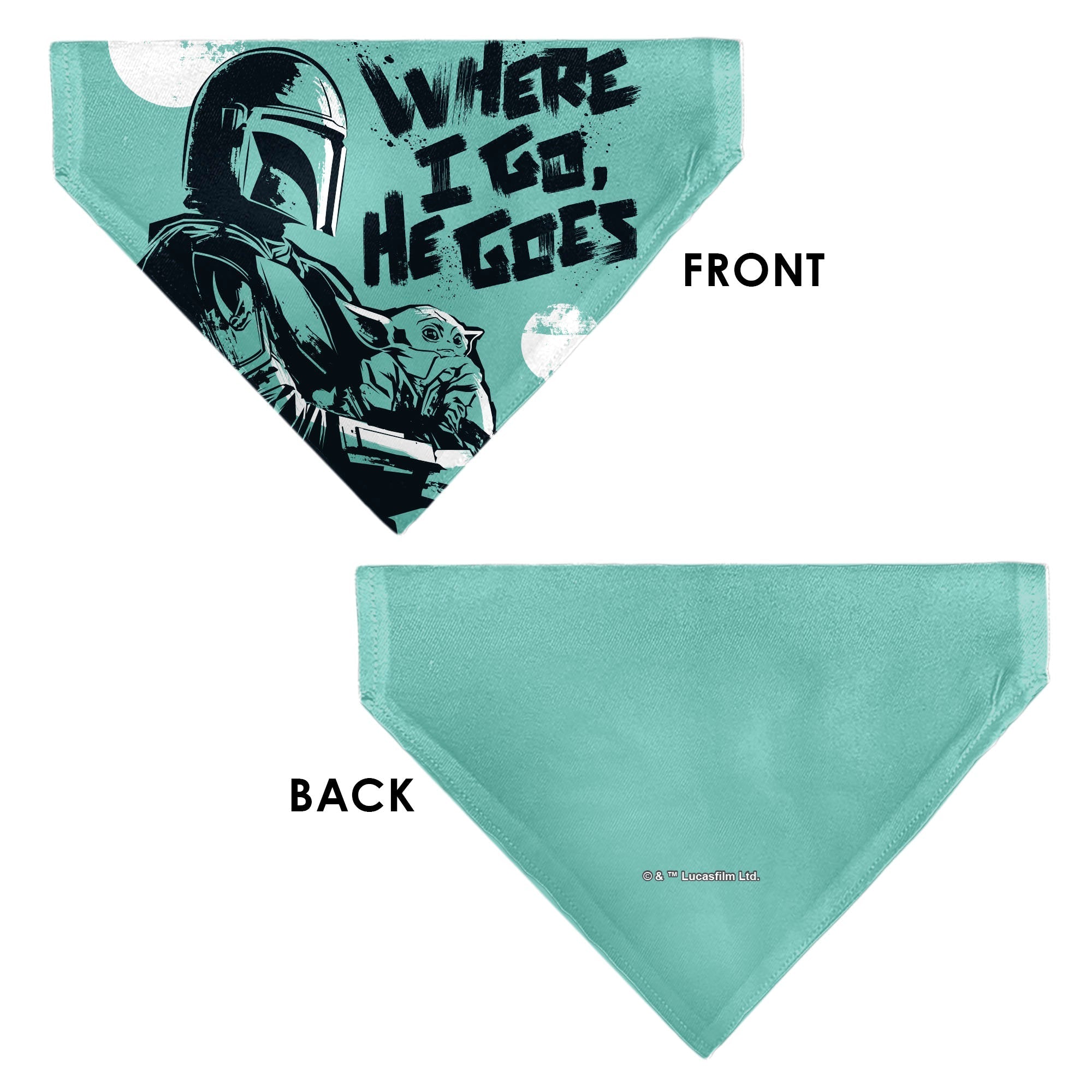 Pet Bandana - Star Wars The Madalorian and Grogu WHERE HE GOES I GO Pose Blue/Black 