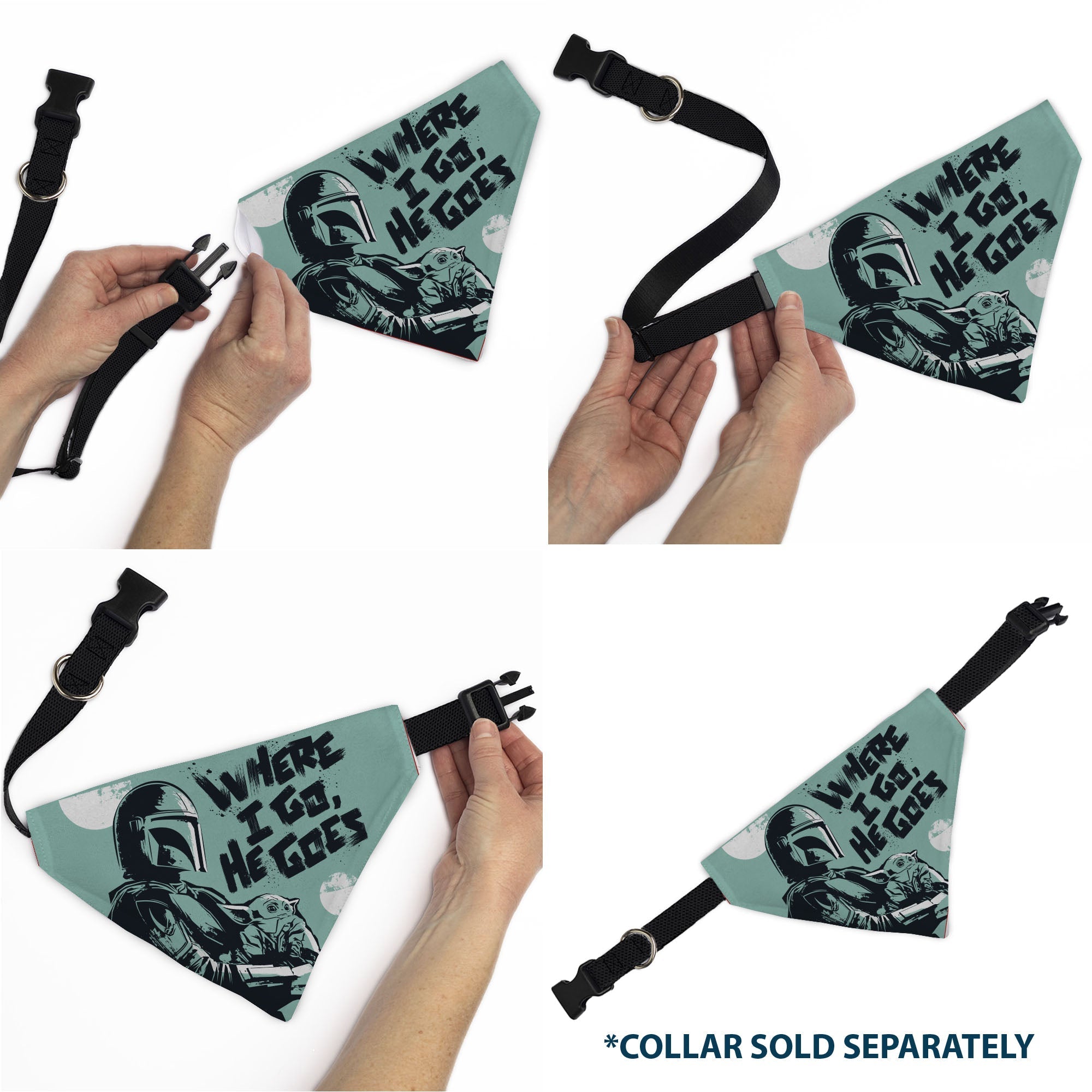 Pet Bandana - Star Wars The Madalorian and Grogu WHERE HE GOES I GO Pose Blue/Black 
