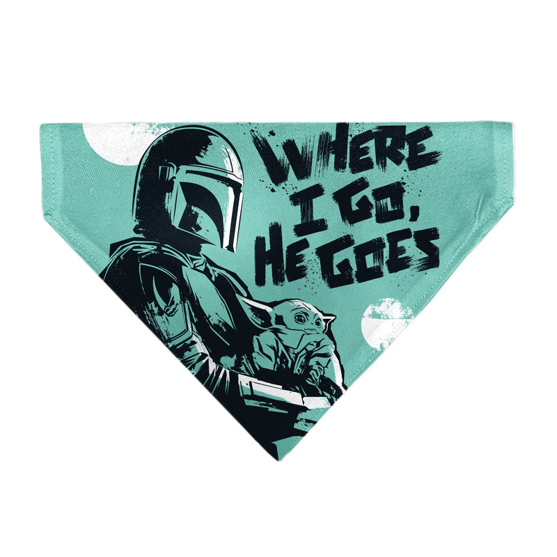 Pet Bandana - Star Wars The Madalorian and Grogu WHERE HE GOES I GO Pose Blue/Black 