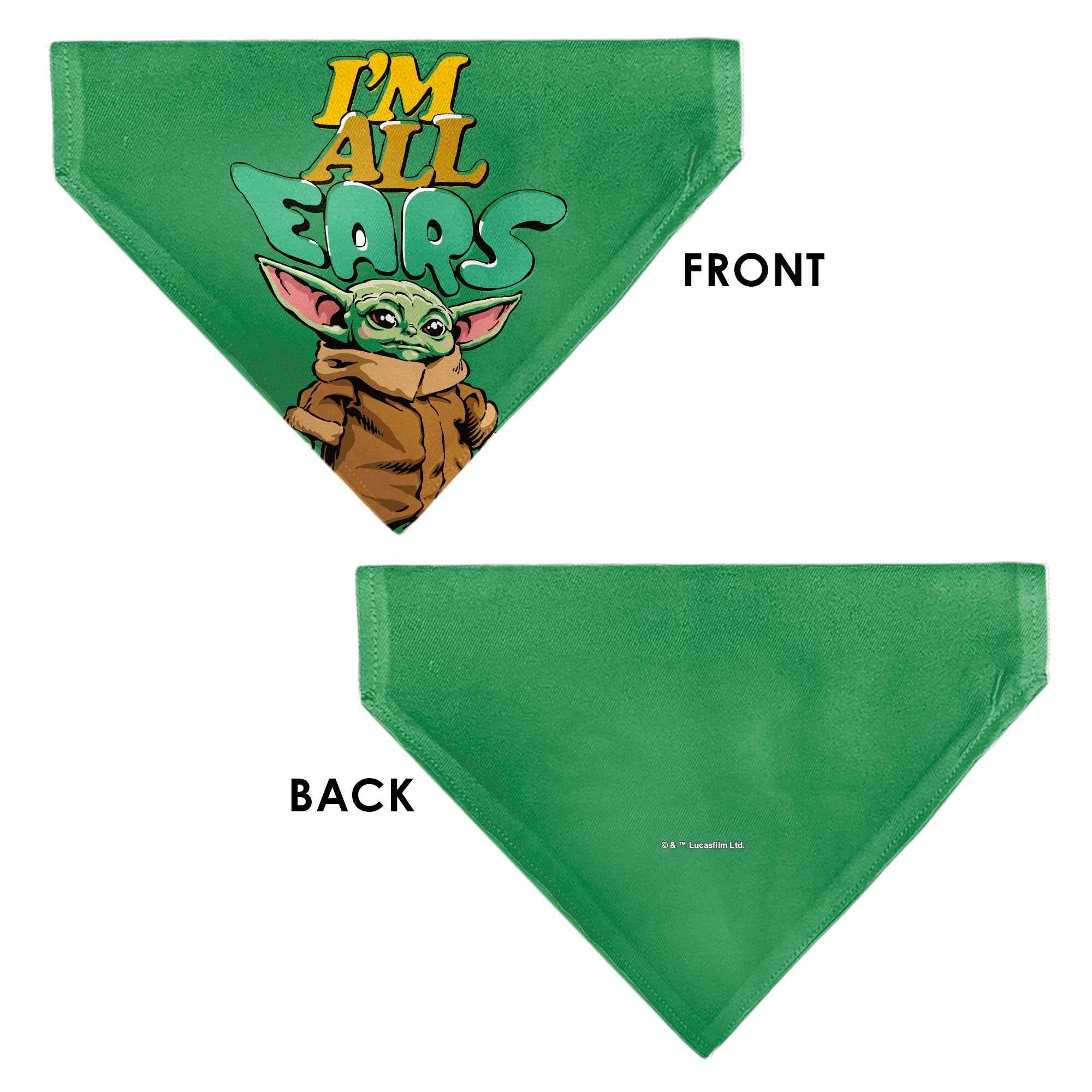 Buckle-Down Star Wars Grogu Im All Ears Pose Green Over-the-Collar Dog Bandana