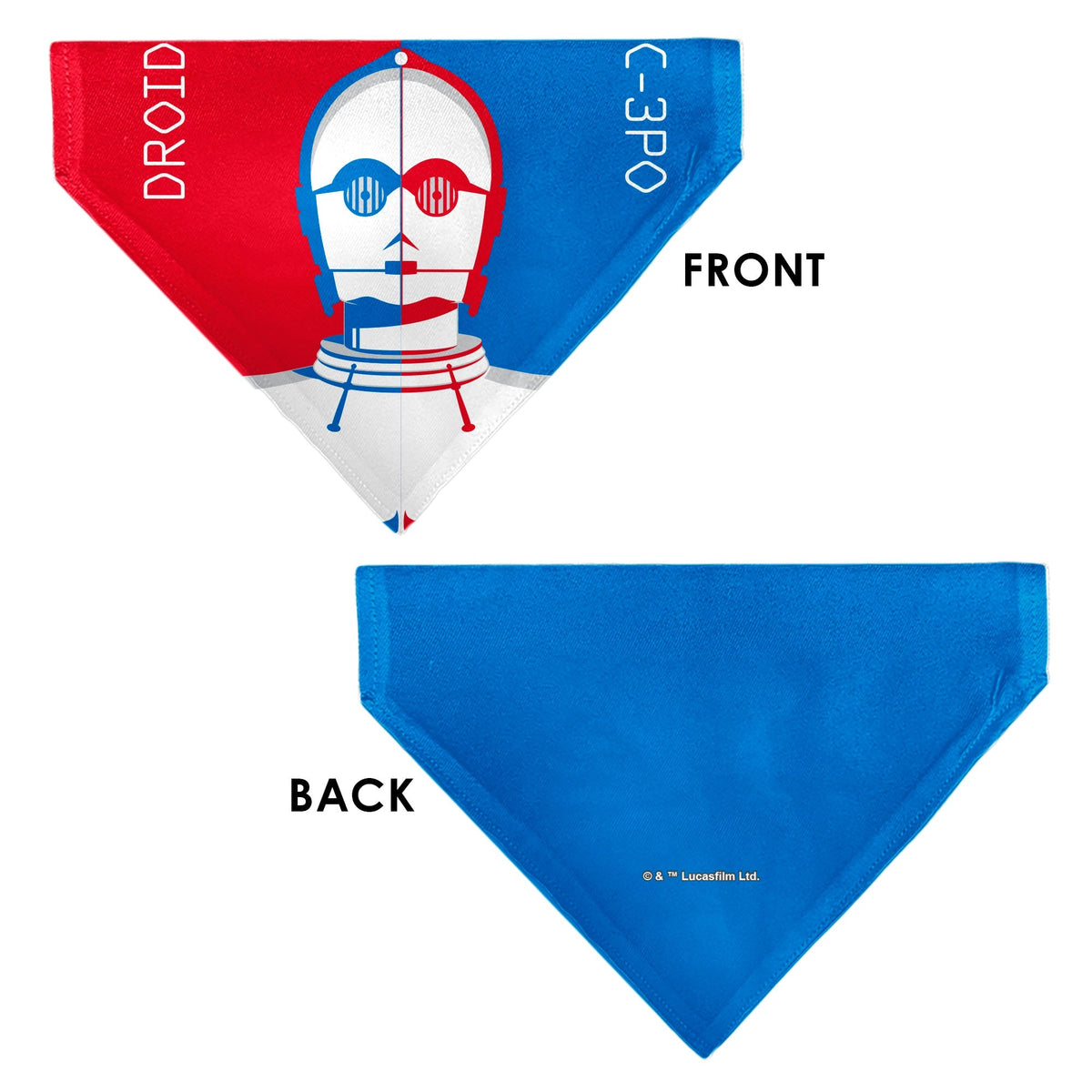 Pet Bandana - Star Wars DROID C-3PO Text and Pop Art Pose Red/Blue/White 