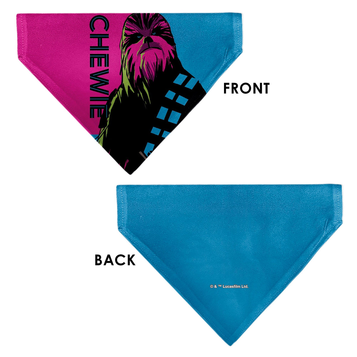 Pet Bandana - Star Wars CHEWIE Text and Chewbacca Pop Art Pose Red/Blue/Black 