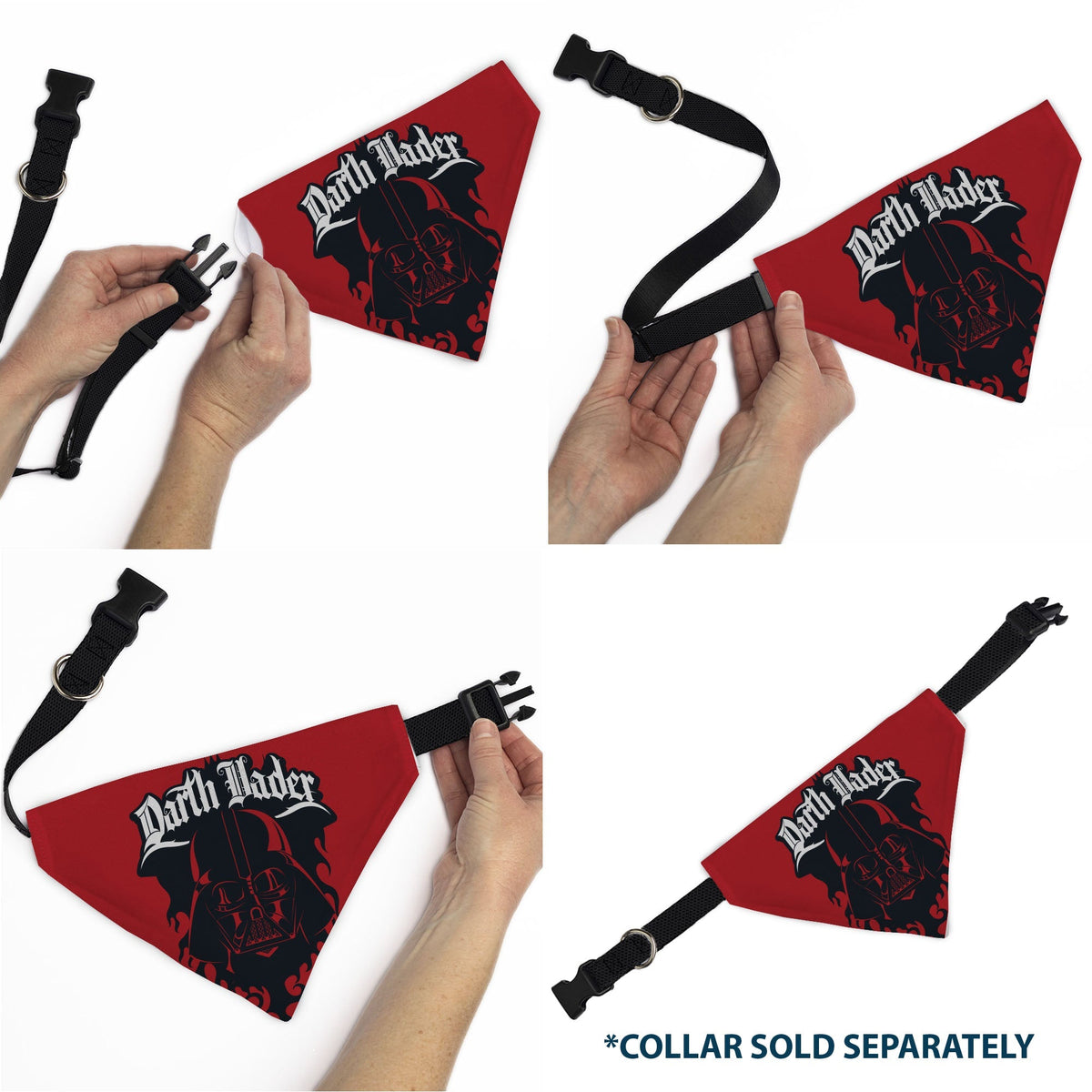 Pet Bandana - Star Wars DARTH VADER Face and Text Flame Red/Black/White 