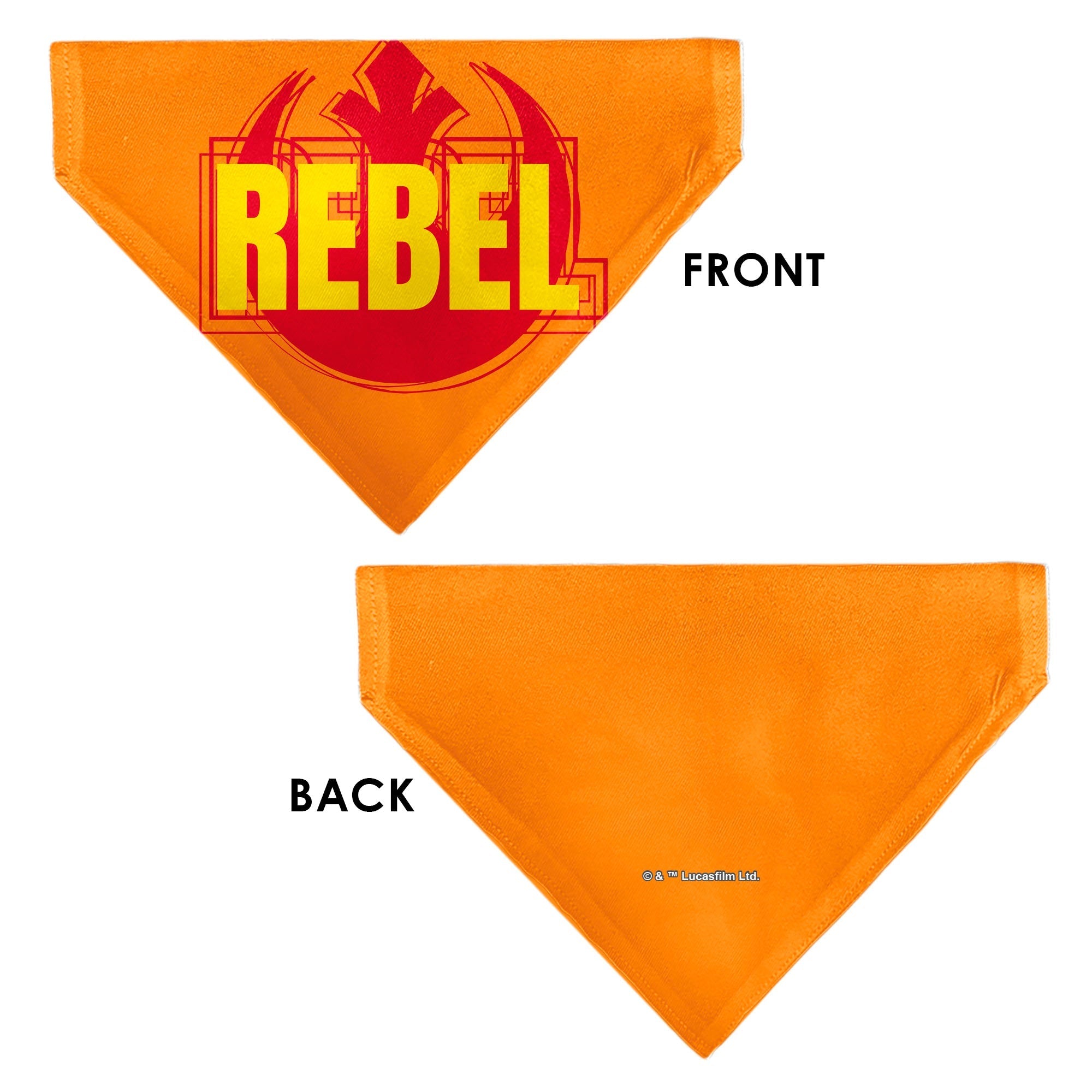 Pet Bandana - Star Wars REBEL Text and Rebel Alliance Insignia Orange/Red/Yellow 