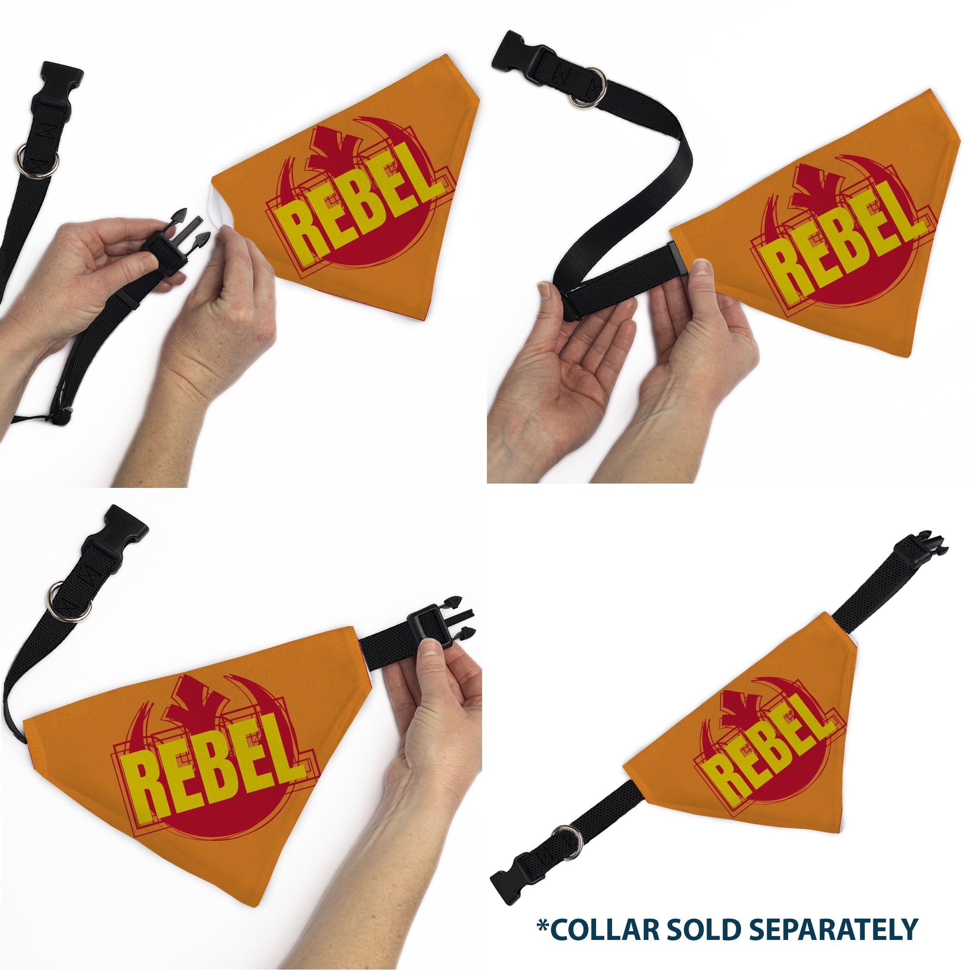 Pet Bandana - Star Wars REBEL Text and Rebel Alliance Insignia Orange/Red/Yellow 