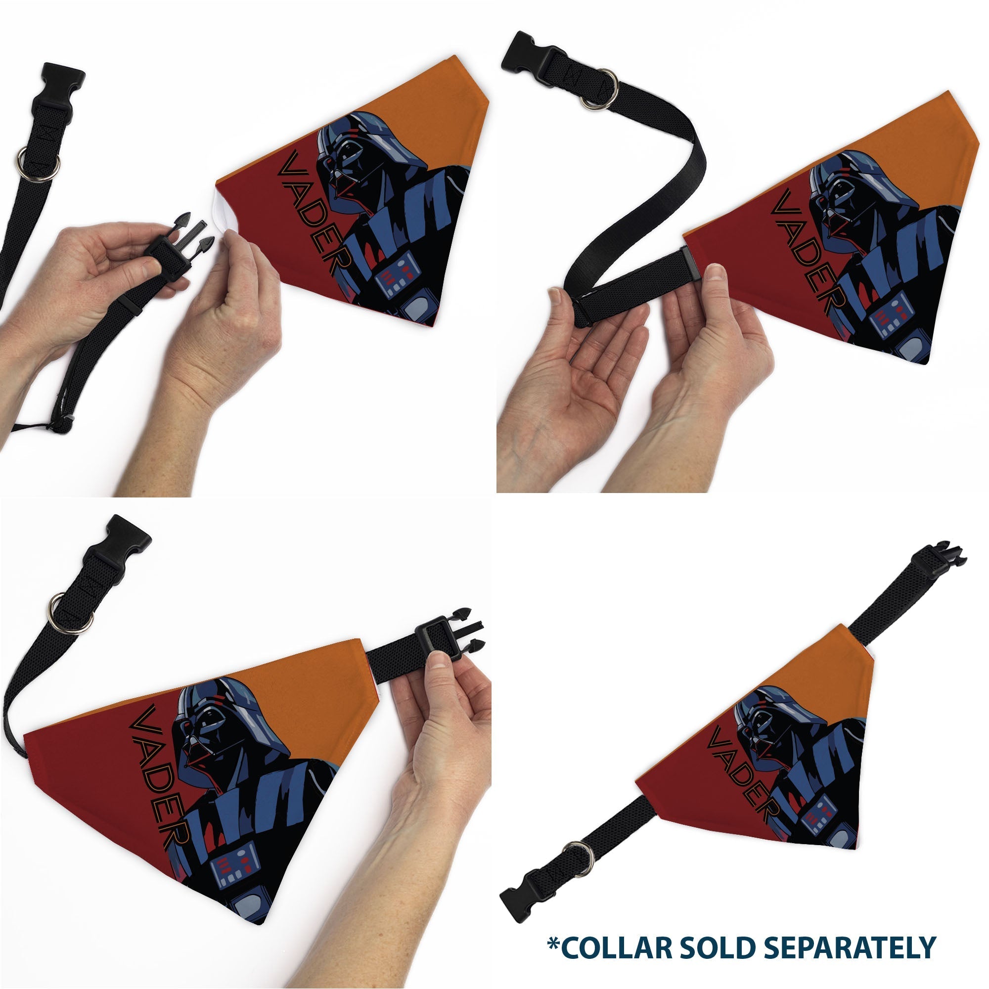 Pet Bandana - Star Wars VADER Text and Pop Art Pose Red/Orange/Black 