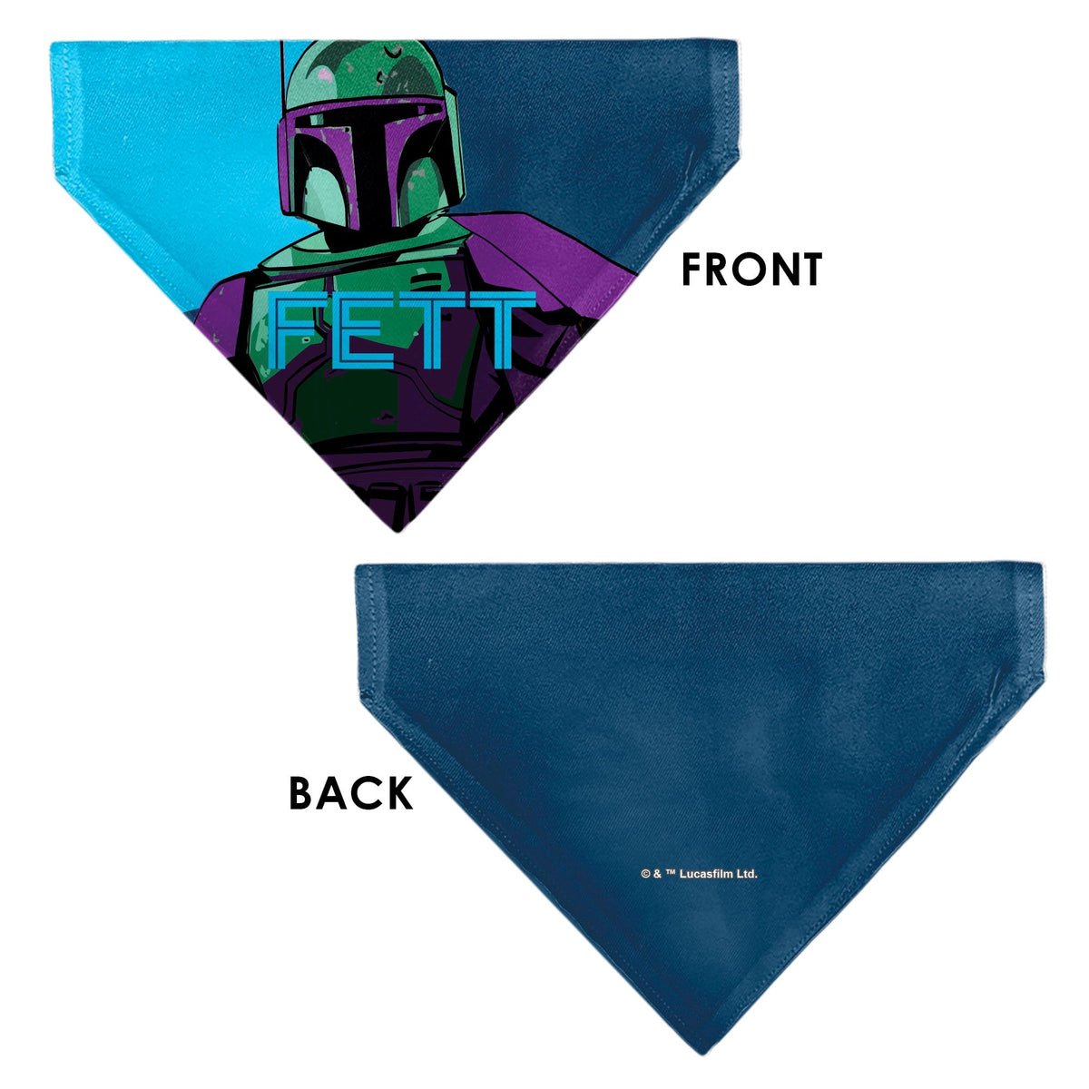 Pet Bandana - Star Wars FETT Text and Boba Fett Pop Art Pose Blues 