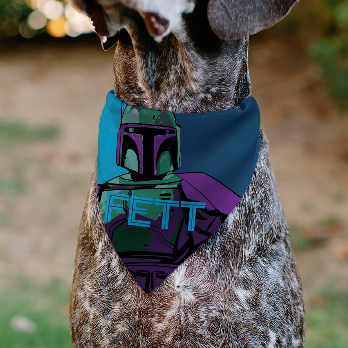 Pet Bandana - Star Wars FETT Text and Boba Fett Pop Art Pose Blues 