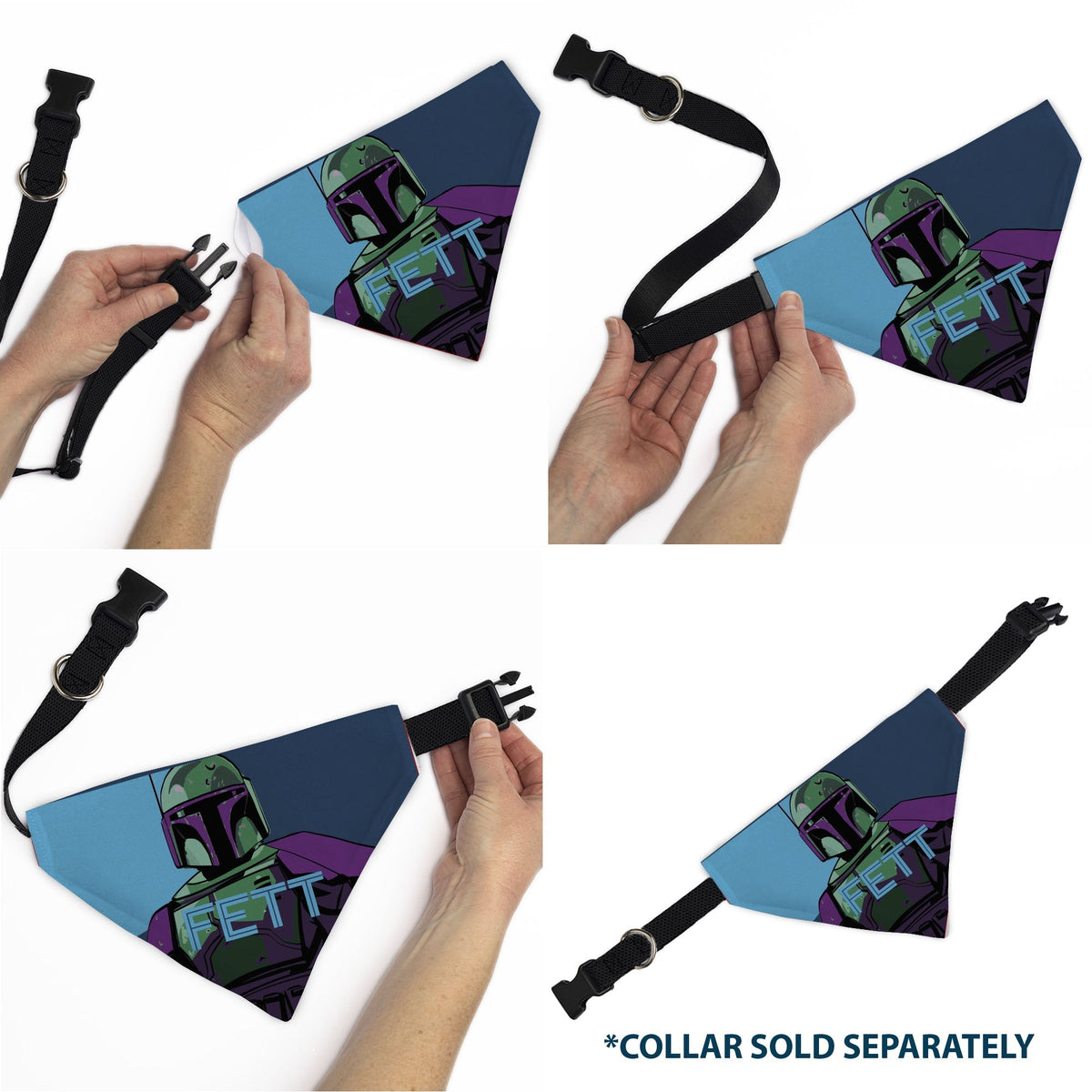 Pet Bandana - Star Wars FETT Text and Boba Fett Pop Art Pose Blues 