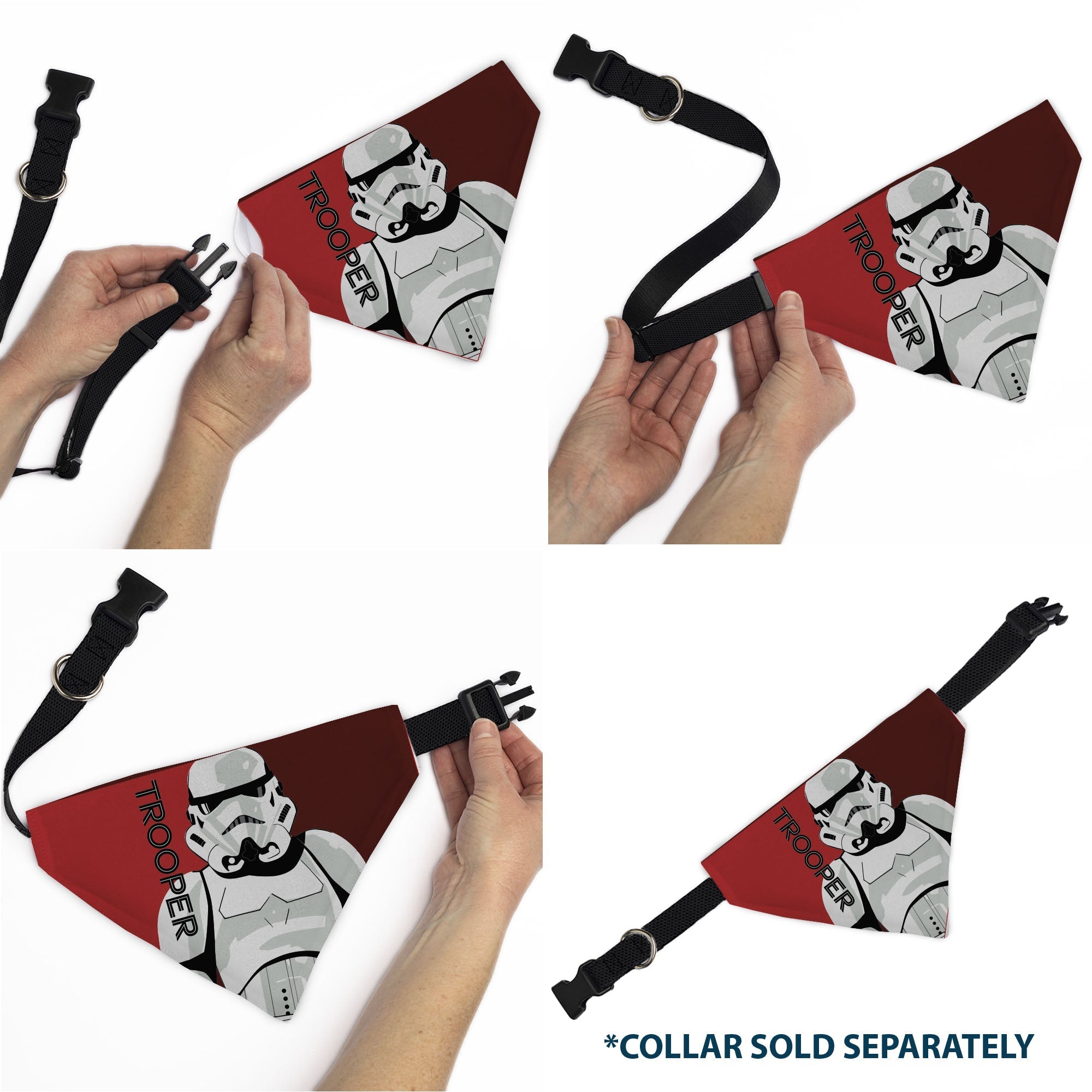 Pet Bandana - Star Wars TROOPER Text and Stormtrooper Pop Art Pose Reds/Black 