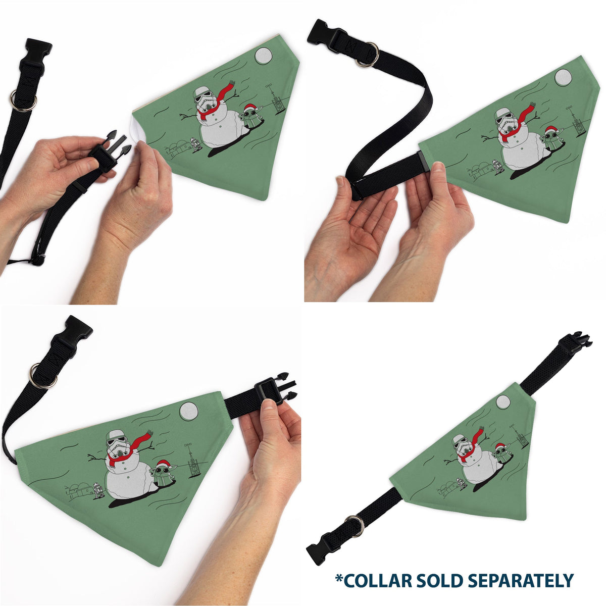 Pet Bandana - Star Wars Holiday Grogu Baby Yoga Santa Claus Scenes | HT Animal Supply