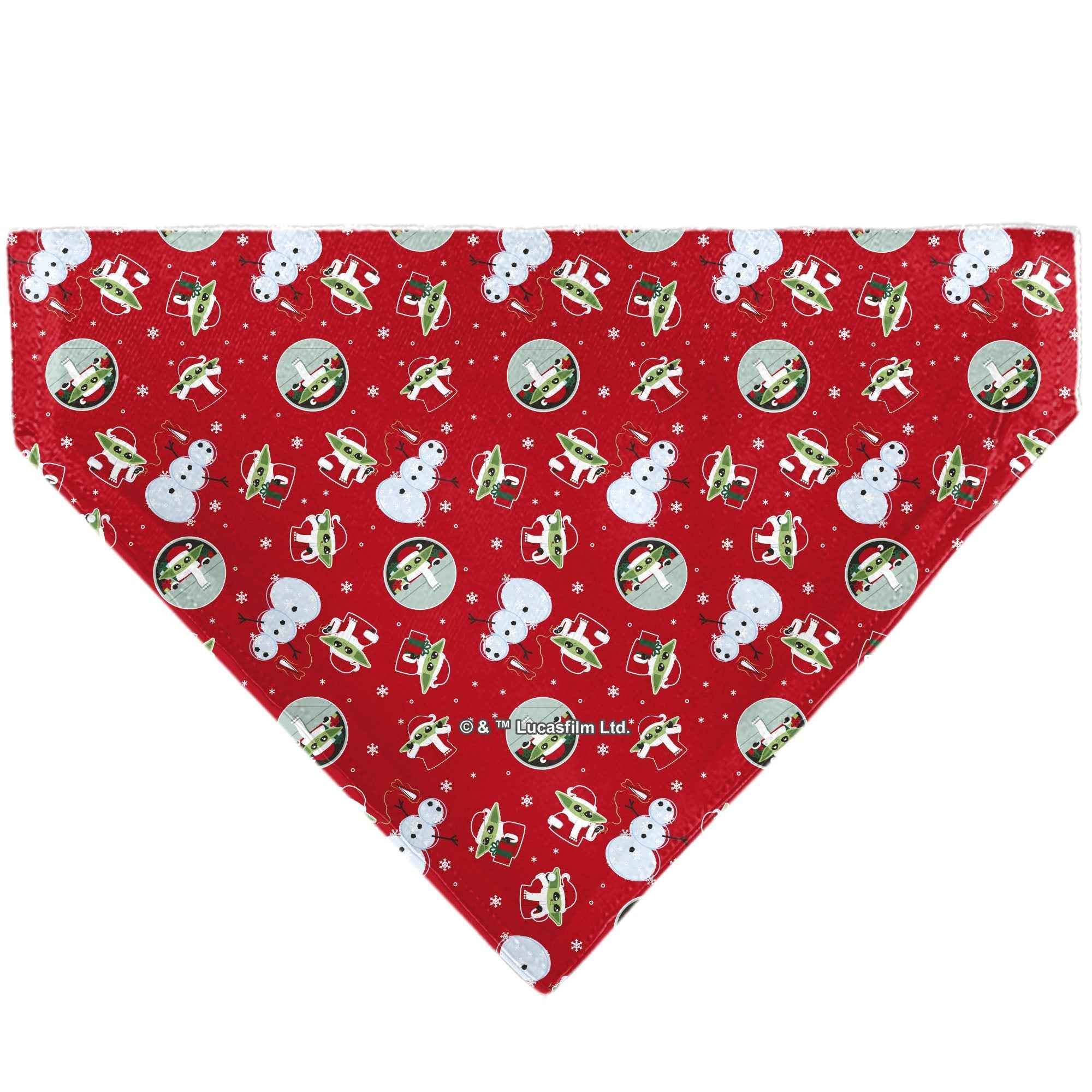 Buckle-Down Star Wars Holiday Grogu Baby Yoga Galaxy Greetings Pose and Icons Red Over-the-Collar Dog Bandana