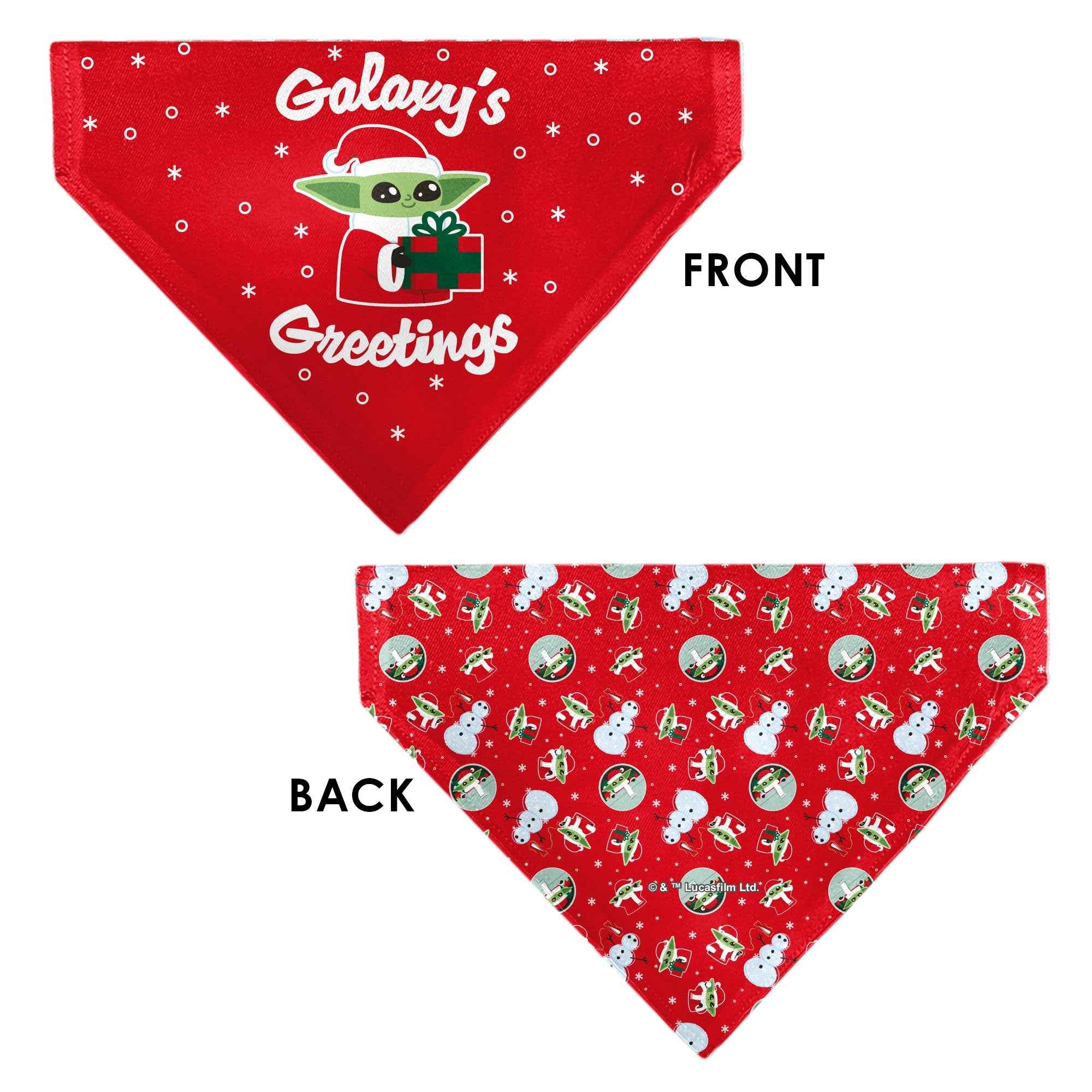 Buckle-Down Star Wars Holiday Grogu Baby Yoga Galaxy Greetings Pose and Icons Red Over-the-Collar Dog Bandana