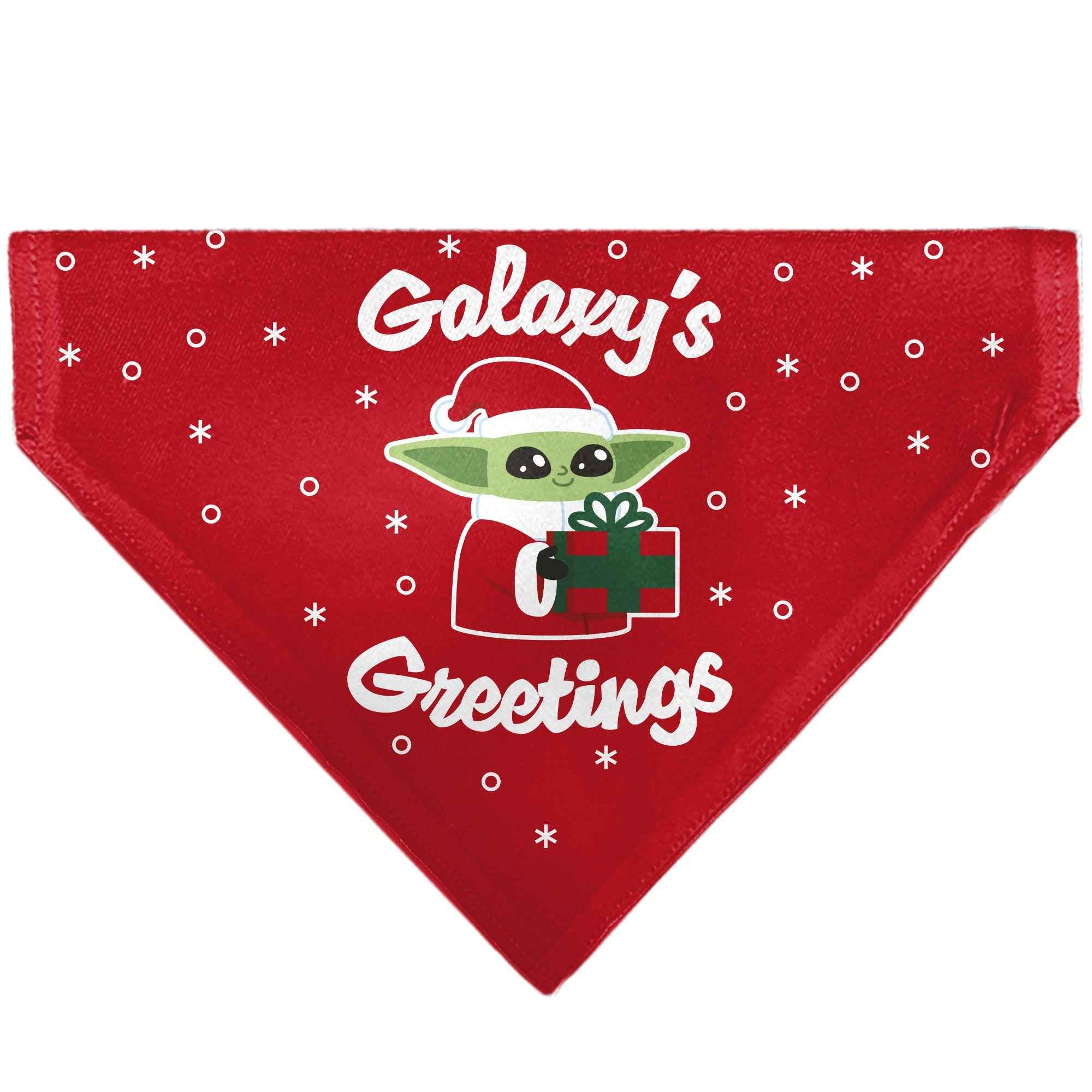 Buckle-Down Star Wars Holiday Grogu Baby Yoga Galaxy Greetings Pose and Icons Red Over-the-Collar Dog Bandana