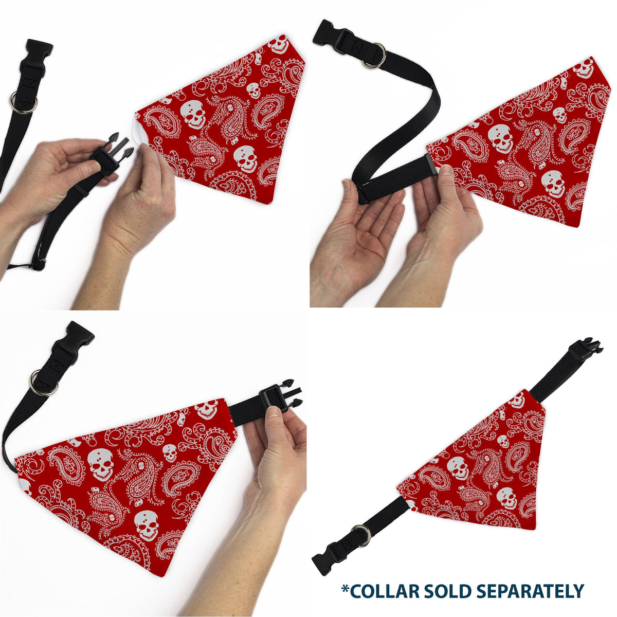 Pet Bandana - Bandana/Skulls Red/White | HT Animal Supply