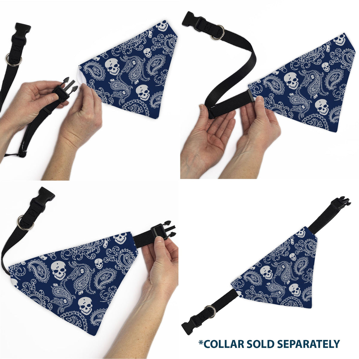 Pet Bandana - Bandana/Skulls Royal/White | HT Animal Supply