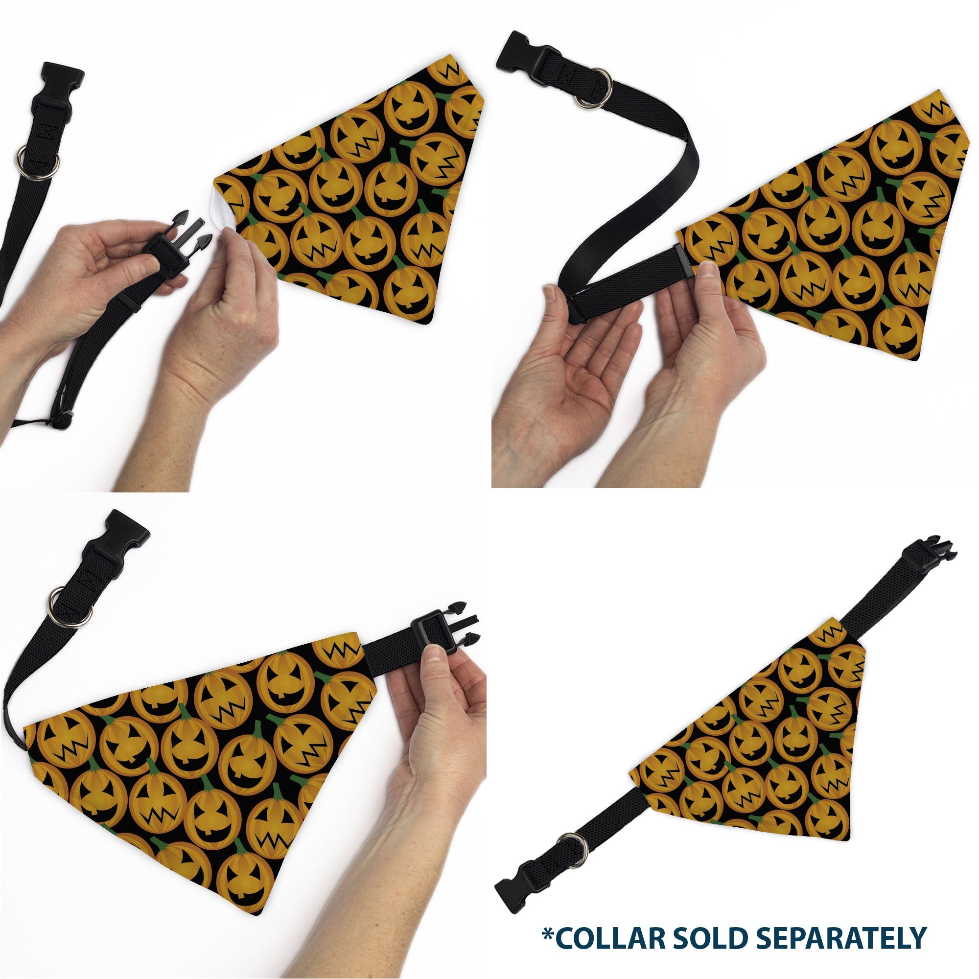 Pet Bandana - Jack-o'-Lantern Collage Black