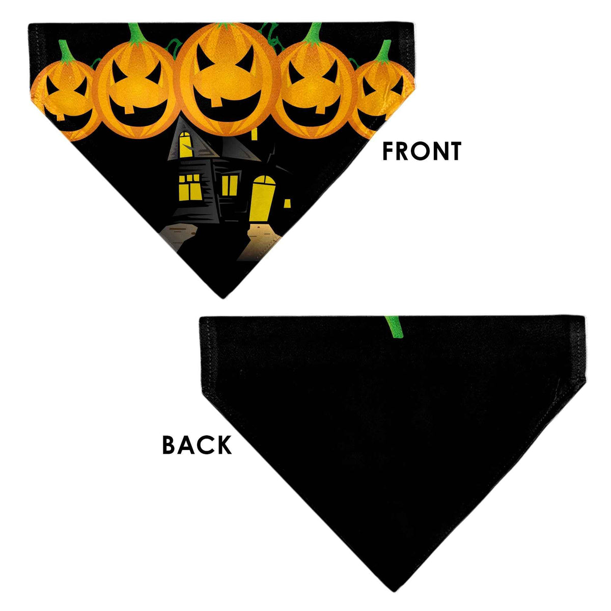 Pet Bandana - Jack-o-Lanterns/Haunted House Black/Yellow