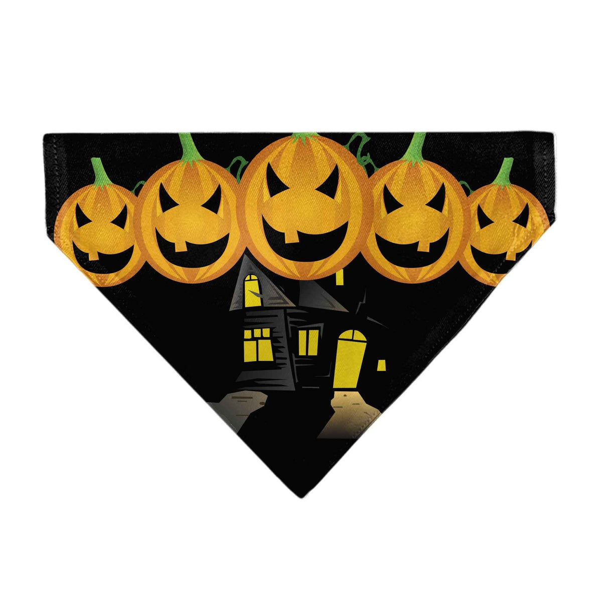 Pet Bandana - Jack-o-Lanterns/Haunted House Black/Yellow
