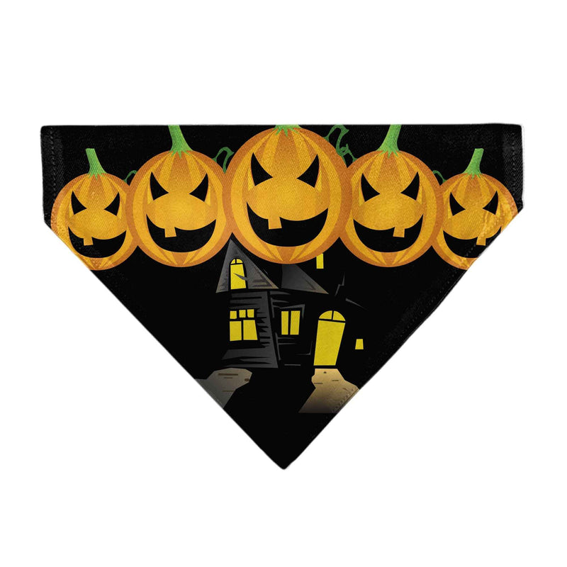 Pet Bandana - Jack-o-Lanterns/Haunted House Black/Yellow