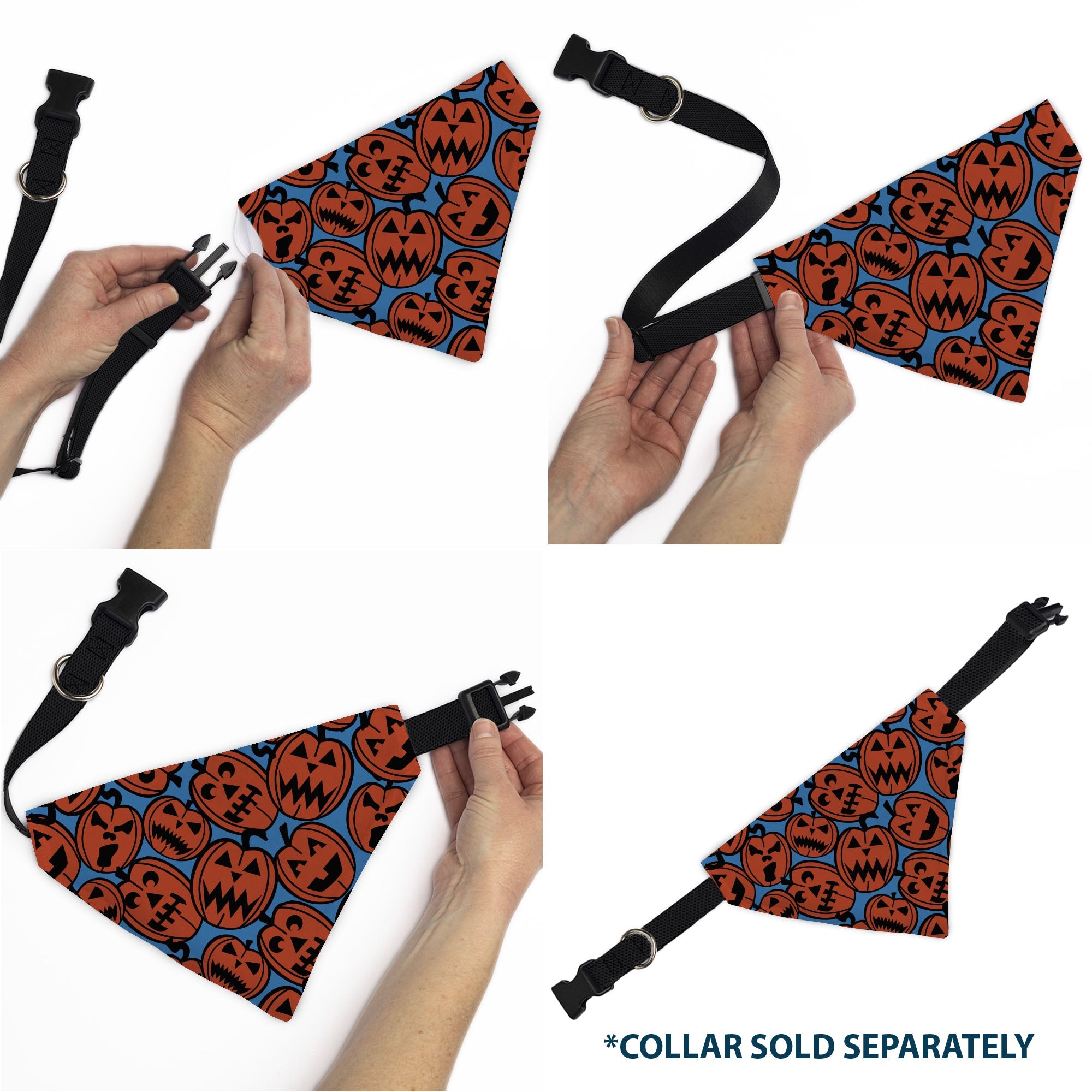 Pet Bandana - Jack-o'-Lanterns Blue