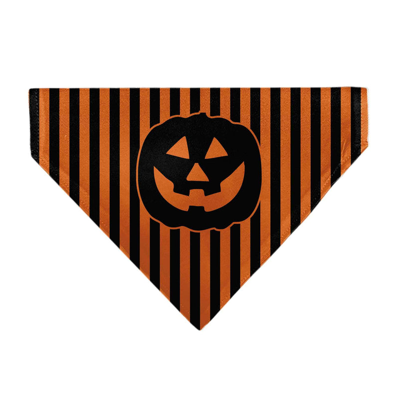 Pet Bandana - Jack-o-Lantern Pumpkin Stripe Orange/Black