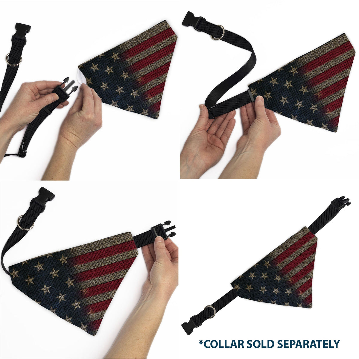 Pet Bandana - Vintage US Flag Stretch | HT Animal Supply