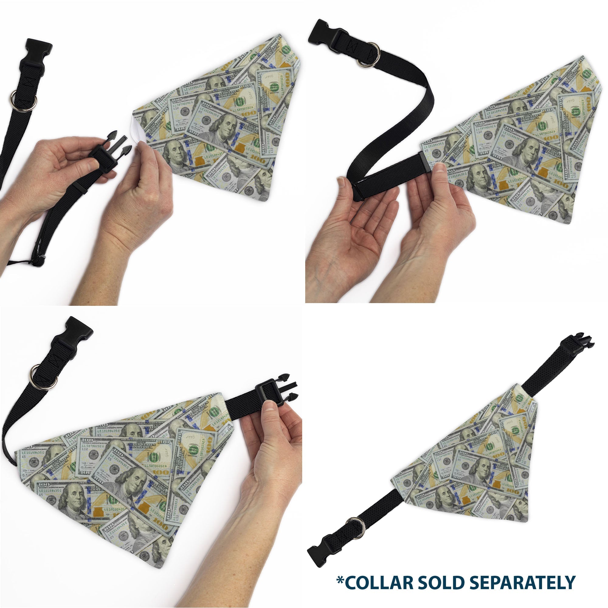 Pet Bandana - Vivid 100 Dollar Bills Stacked | HT Animal Supply