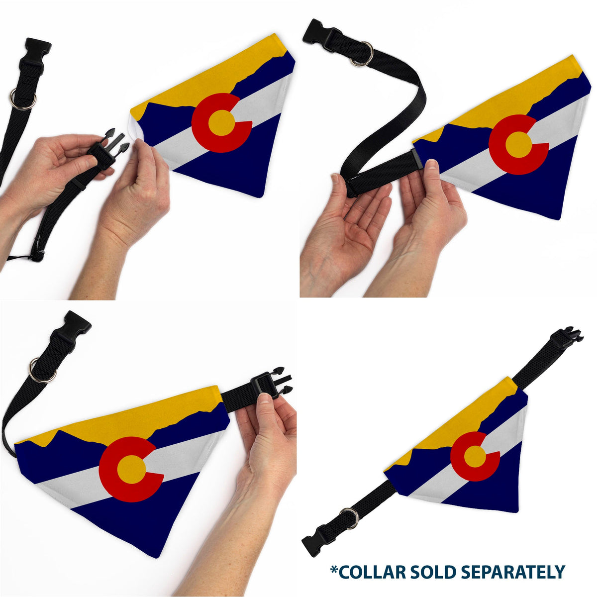 Pet Bandana - Colorado Flag/Mountain Silhouette Yellow | HT Animal Supply