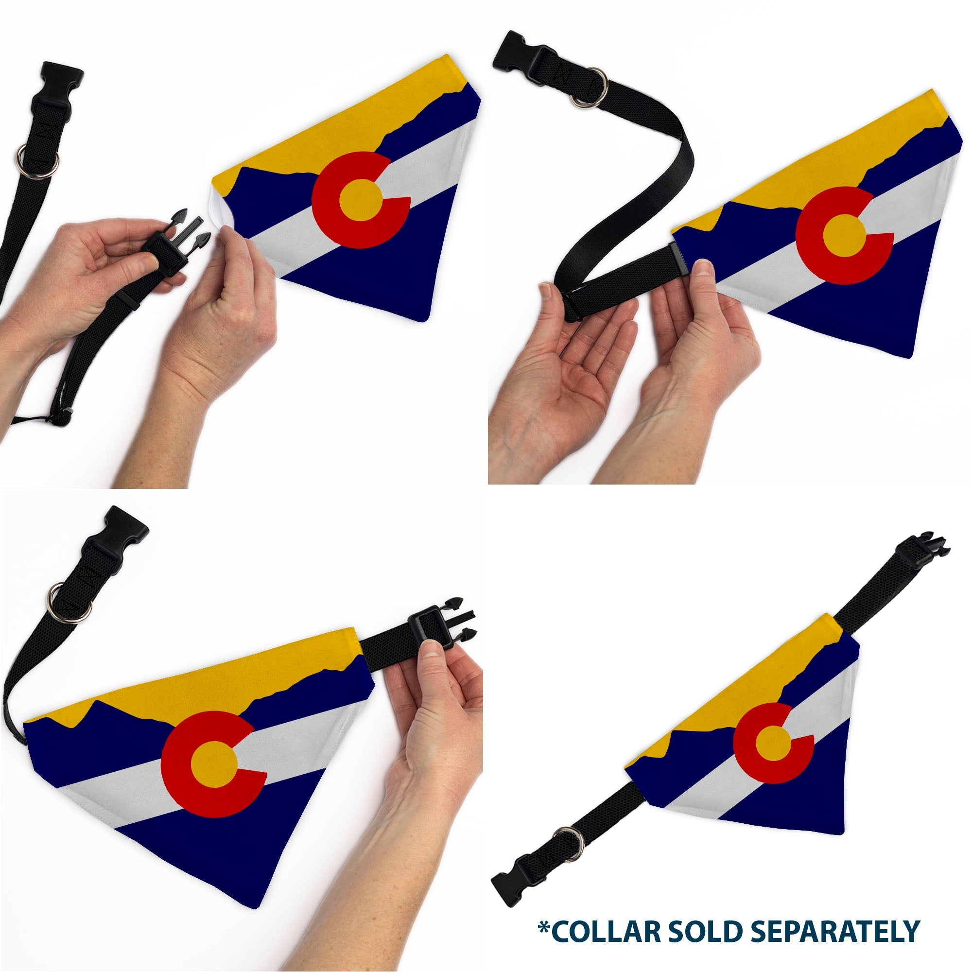 Pet Bandana - Colorado Flag/Mountain Silhouette Yellow