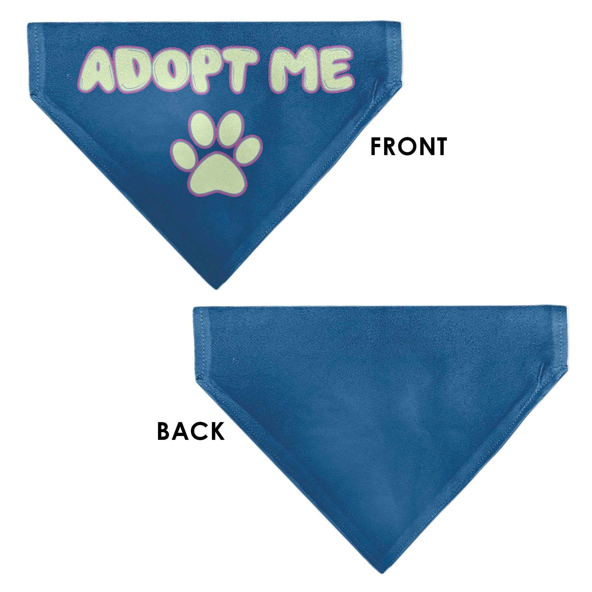 Buckle-Down Adopt Me Text and Paw Black/Lavender/Ivory Over-the-Collar Dog Bandana